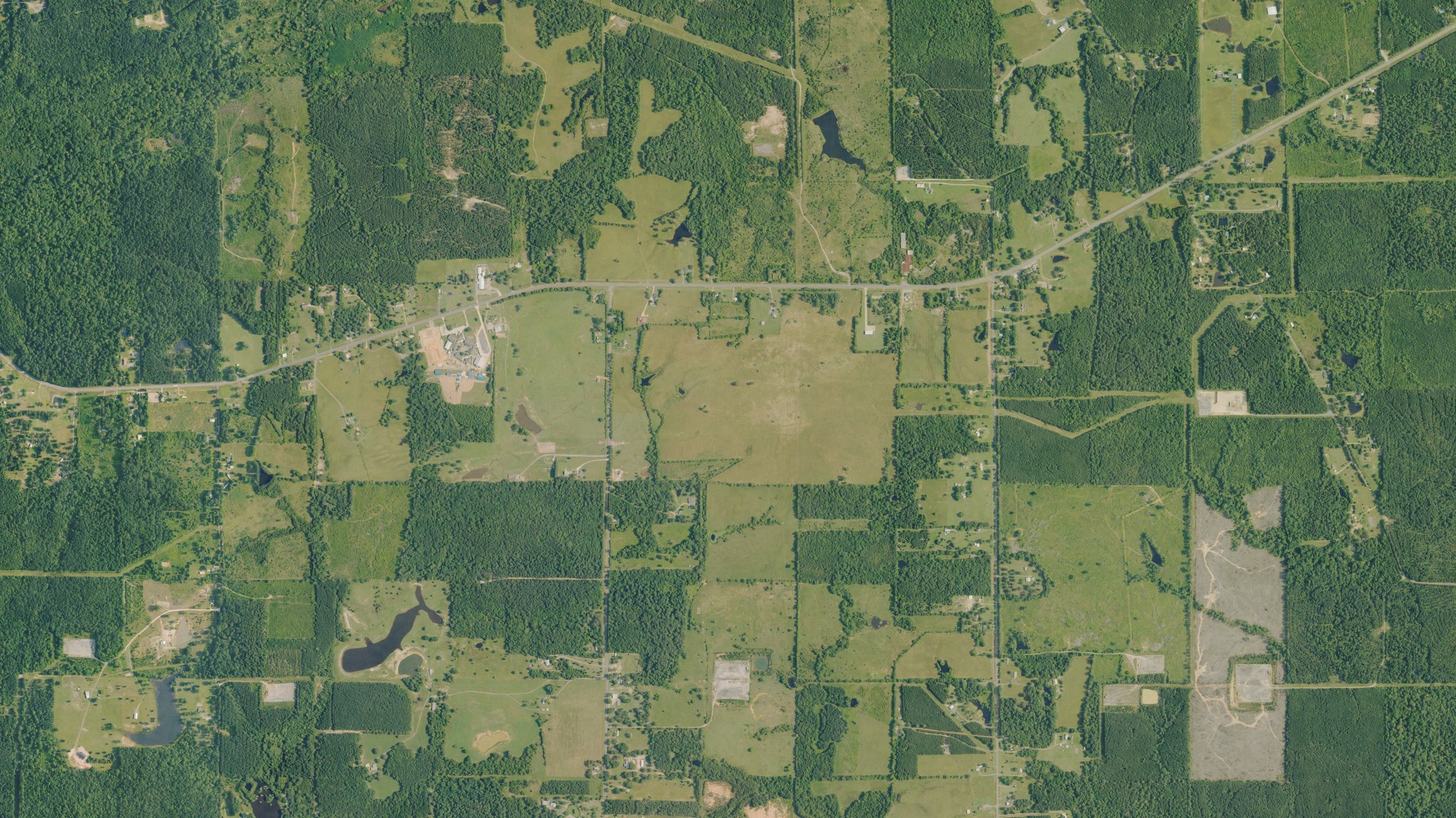 Natural-color aerial photograph of land around Stanley, Louisiana