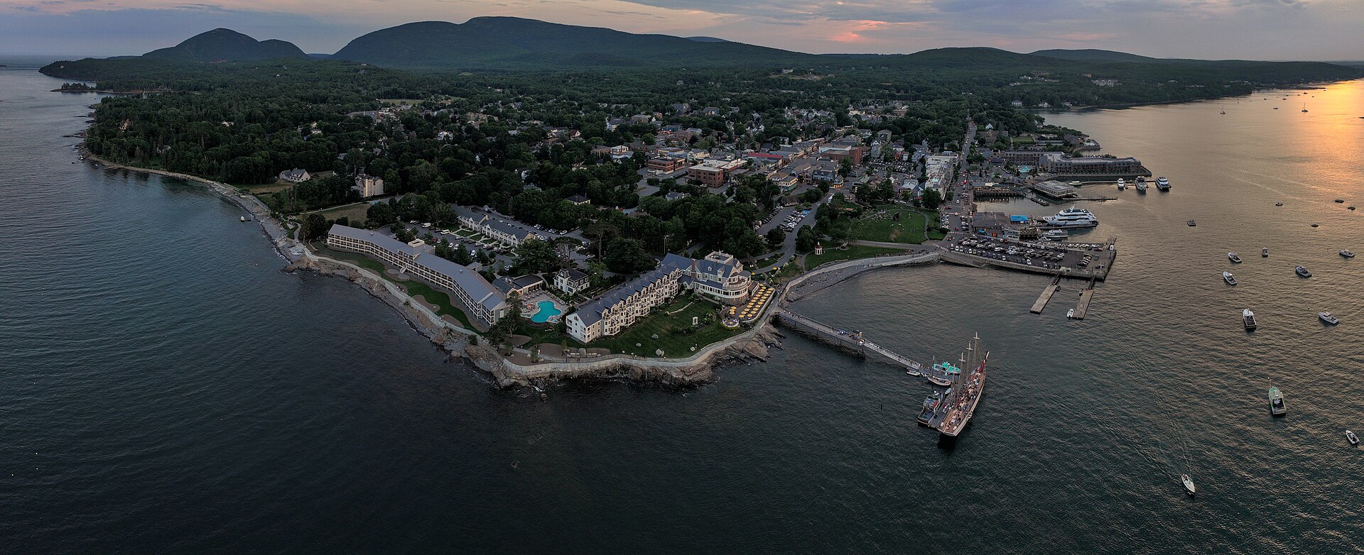 Bar Harbor, Maine viewed from the east.