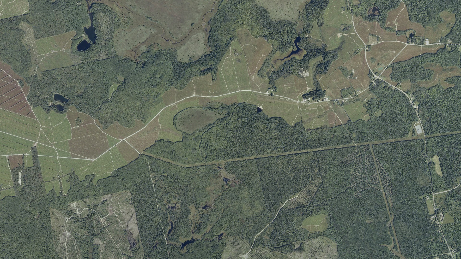 Natural-color aerial photograph of land around Columbia, Maine