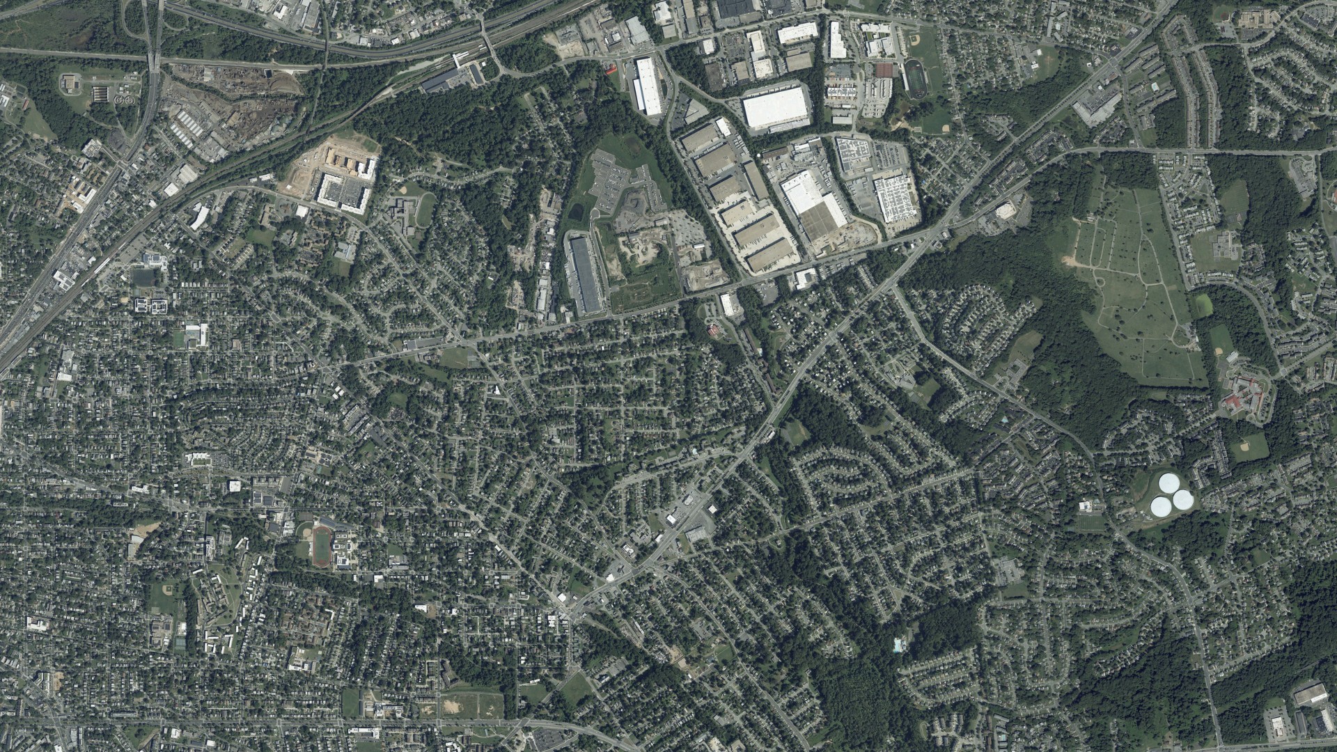 Natural-color aerial photograph of land around Cedar Heights, Maryland