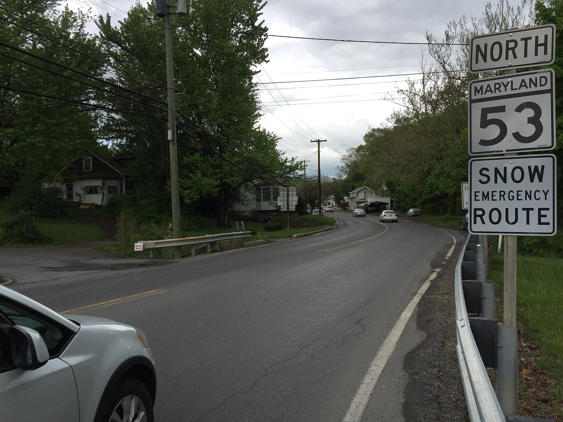 View north along Maryland State Route 53 (Winchester Road) in Cresaptown, Allegany County, Maryland