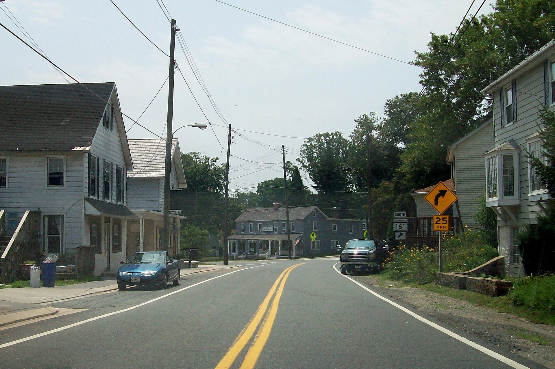 This is a view of Main Street in the heart of historic Darlington, Maryland looking southwest.
