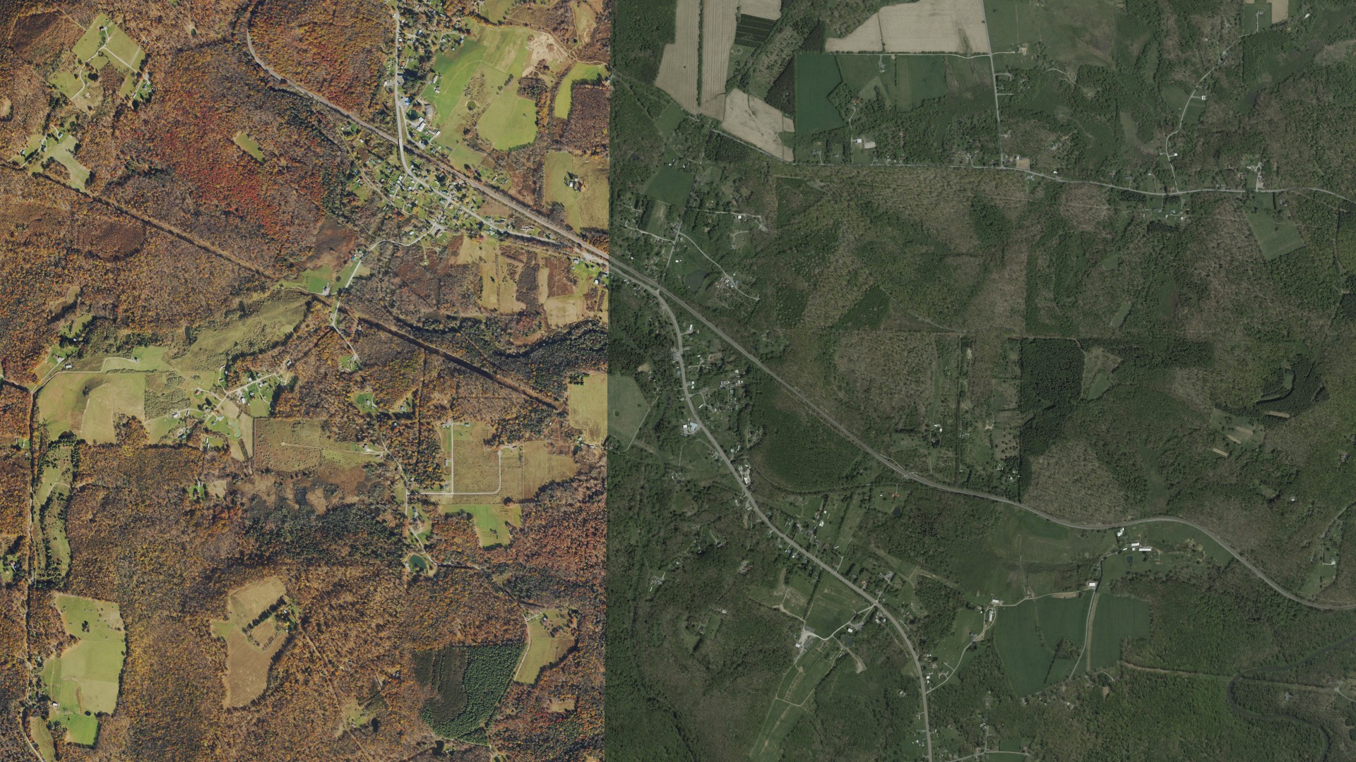 Natural-color aerial photograph of land around Hutton, Maryland
