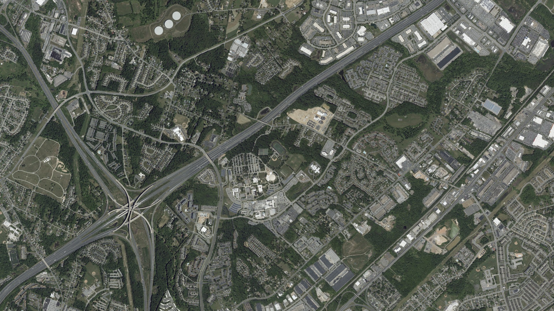 Natural-color aerial photograph of land around Rossville, Maryland