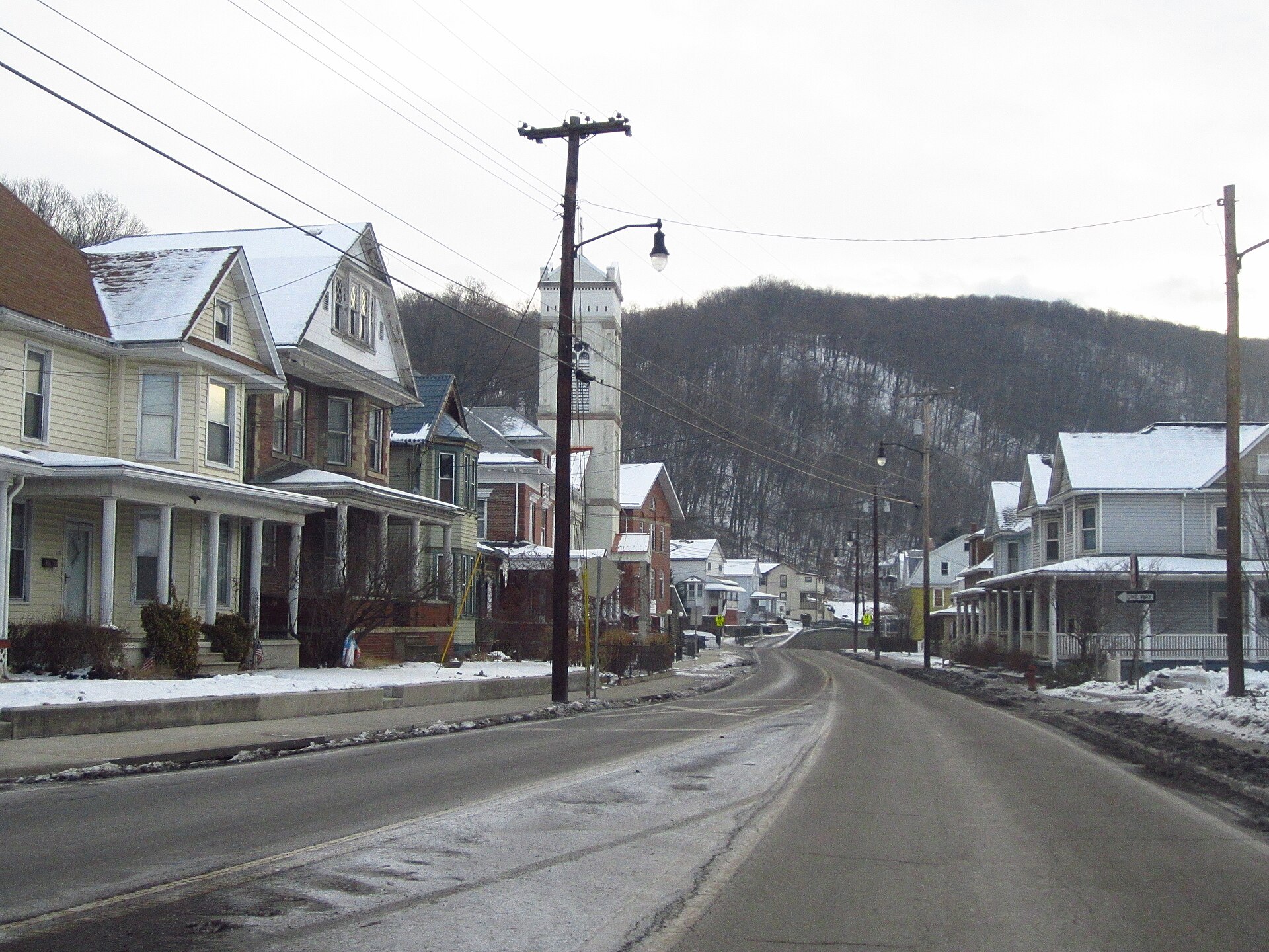 Westernport, Maryland. Downtown looking east on Church St.