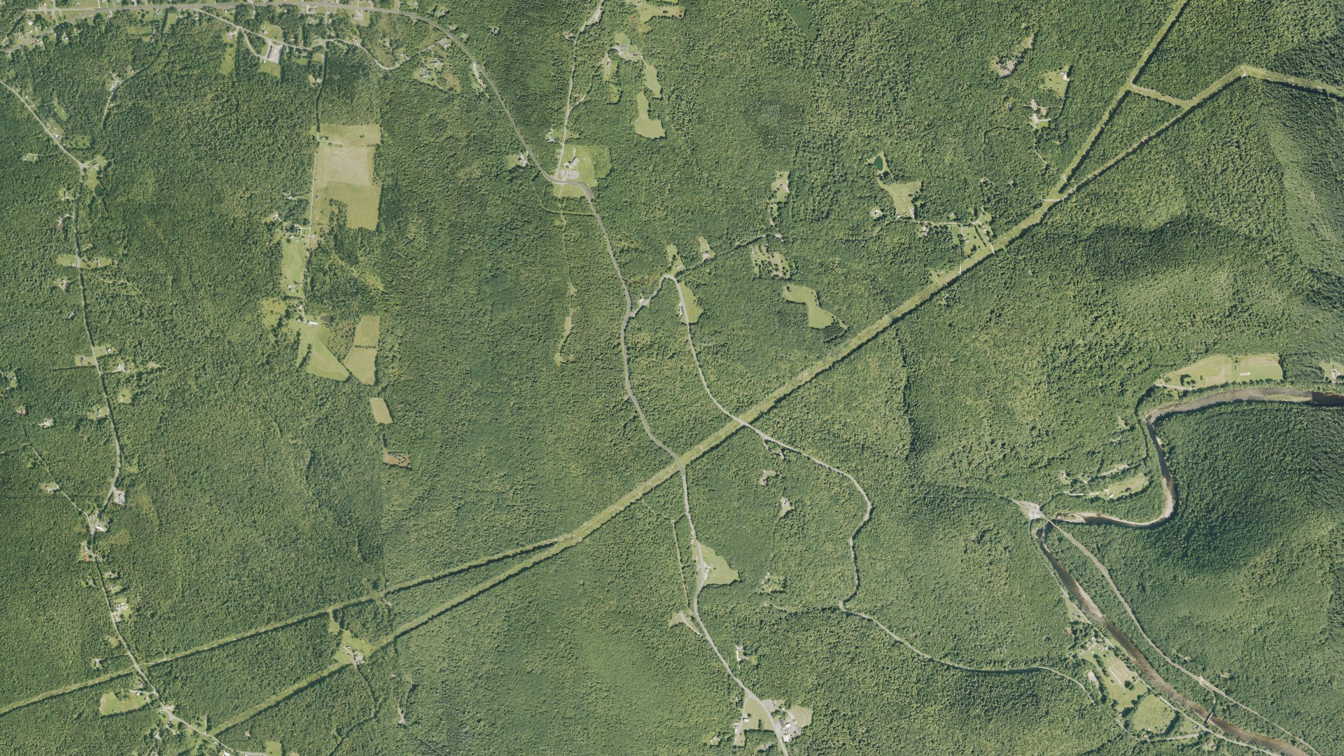 Natural-color aerial photograph of land around Florida, Massachusetts