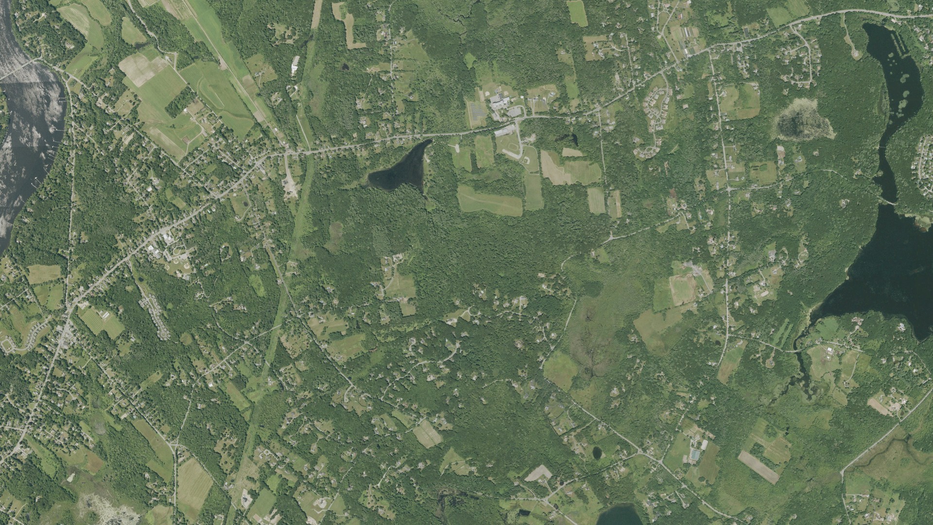 Aerial view of land around West Newbury, Massachusetts