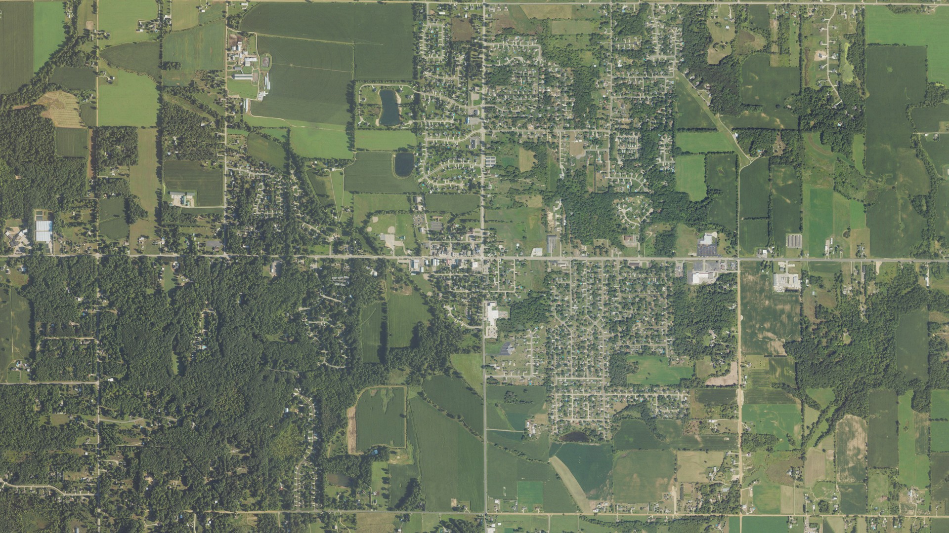 Natural-color aerial photograph of land around Dorr, Michigan