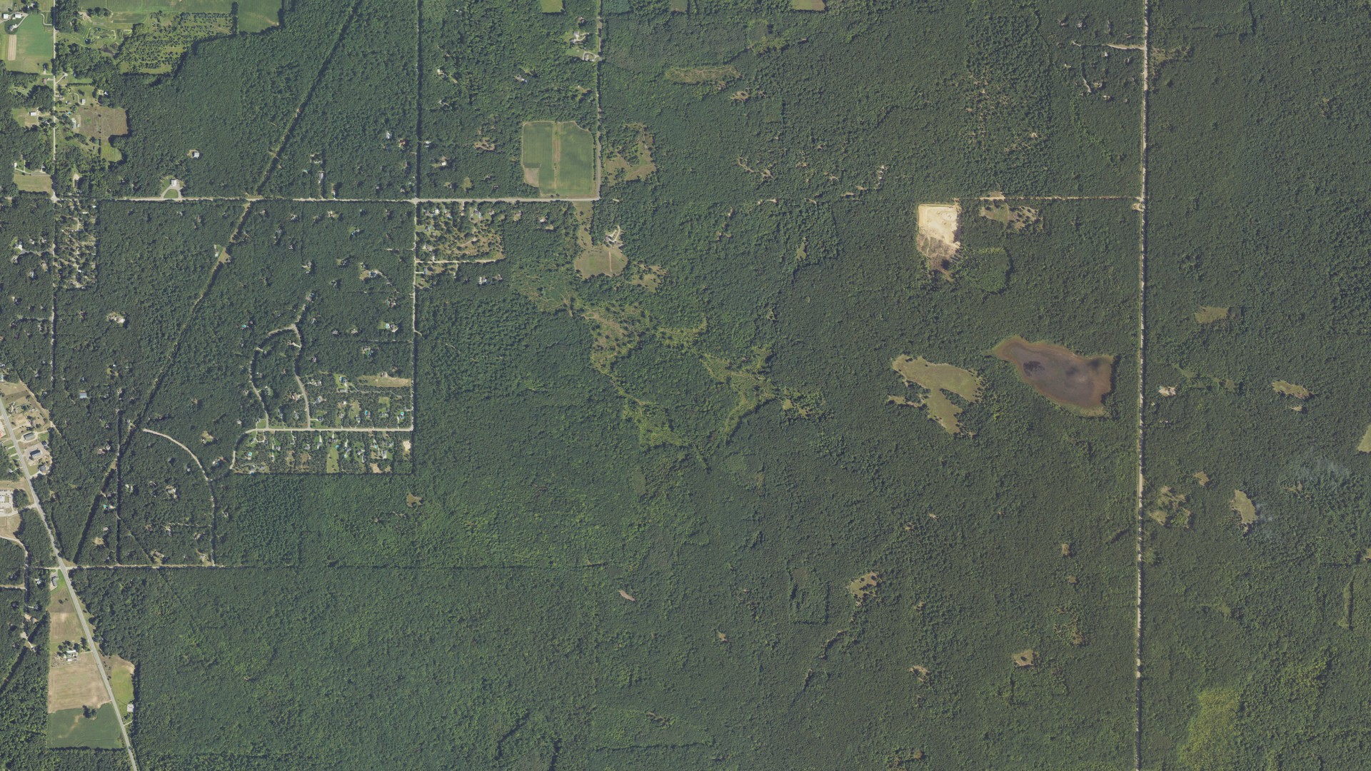 Aerial view of land around Heath, Michigan