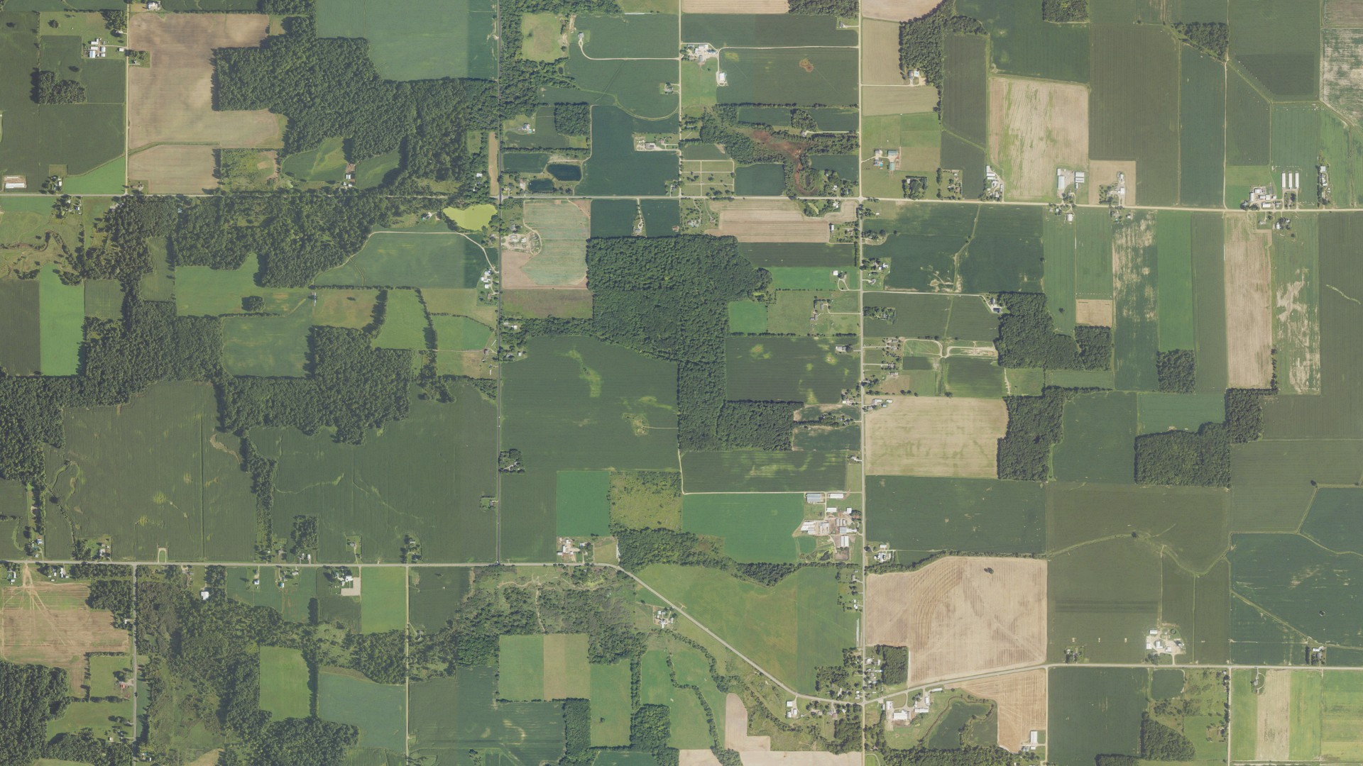 Aerial view of land around Hopkins, Michigan