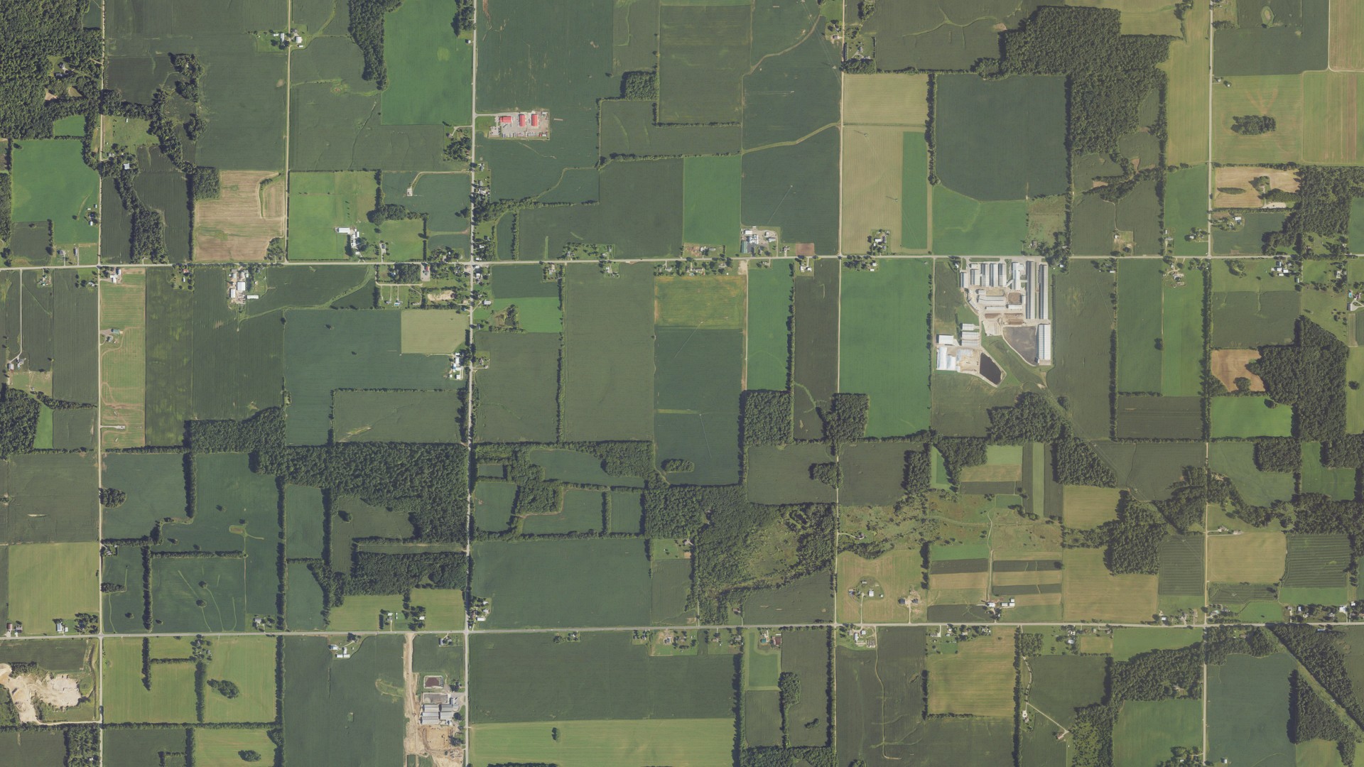 Aerial view of land around Monterey, Michigan