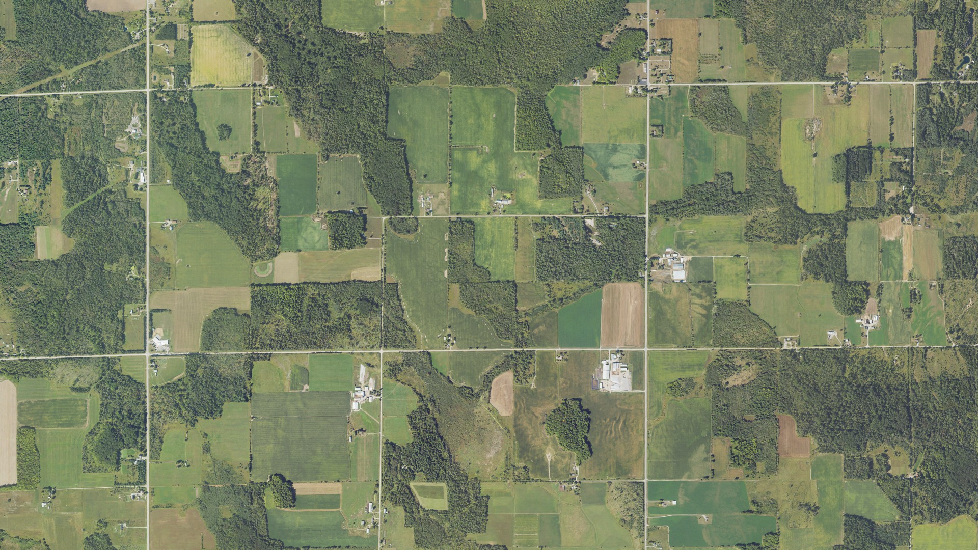 Natural-color aerial photograph of land around Wilson, Michigan