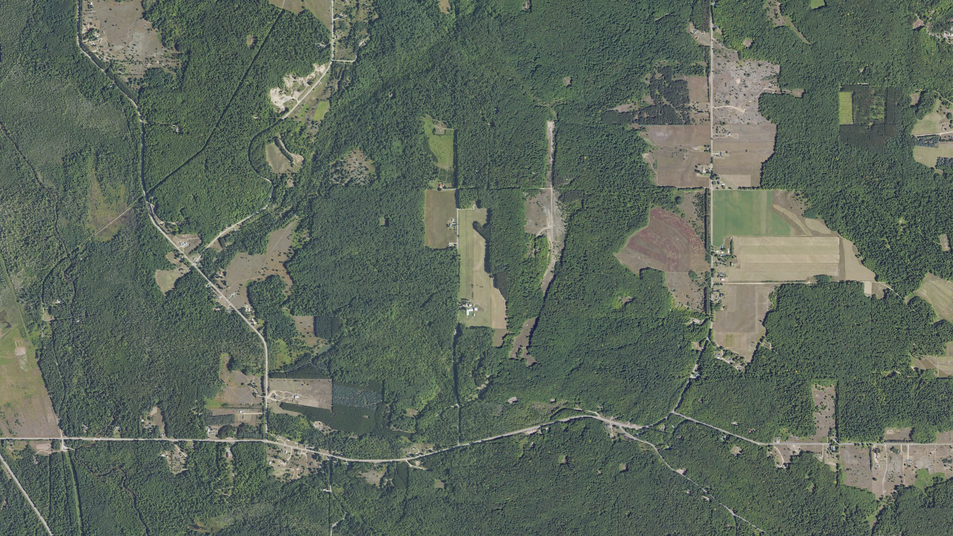 Aerial view of land around Jordan, Michigan