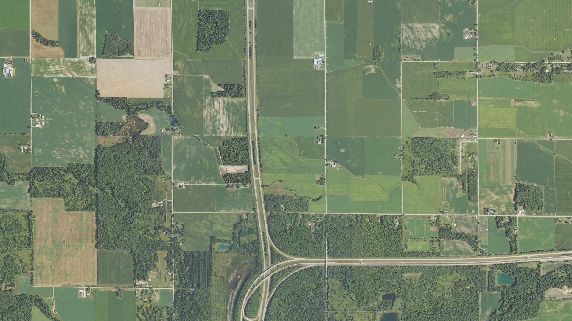 Aerial view of land around Lincoln, Michigan