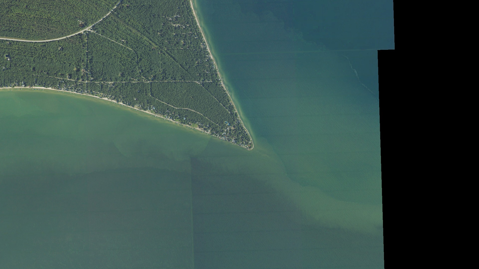 Aerial view of land around Sims, Michigan