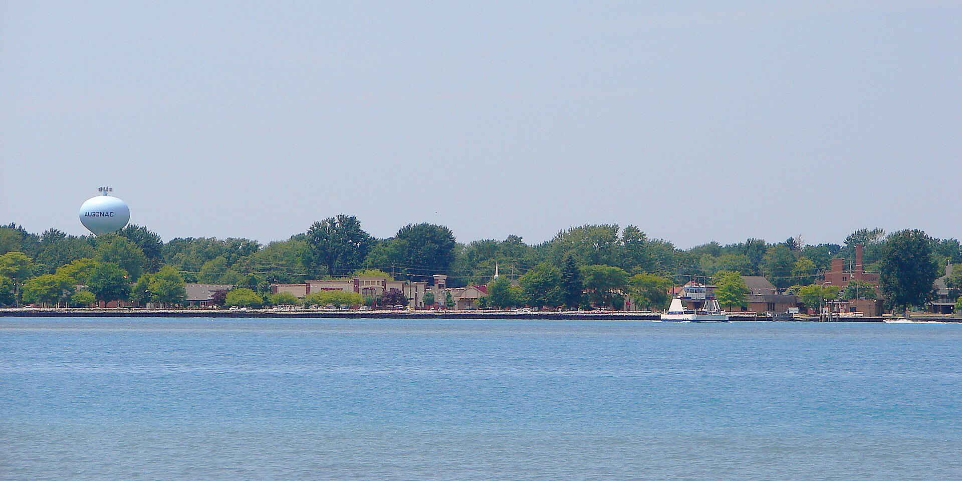 Skyline of Algonac as seen across the St. Clair River, St. Clair County, Michigan, USA