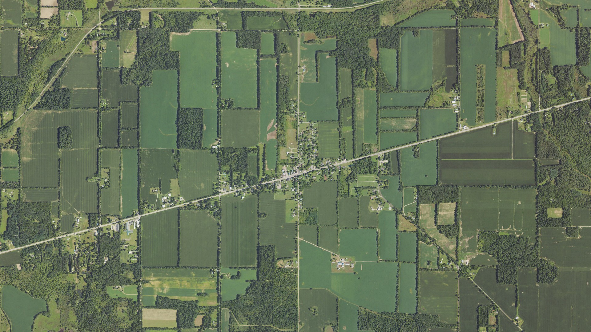 Aerial view of land around Allen, Michigan