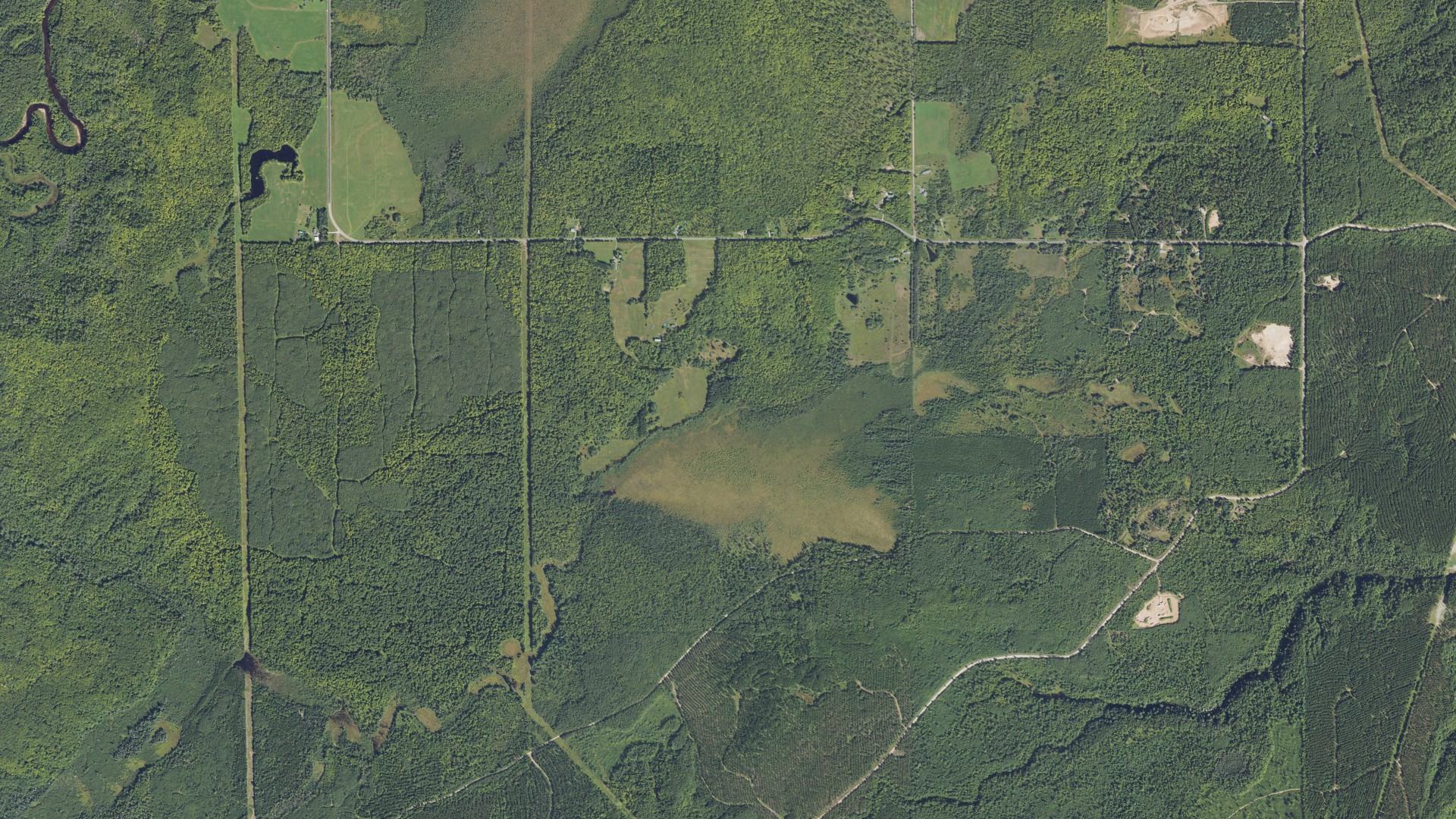Aerial view of land around Baraga, Michigan