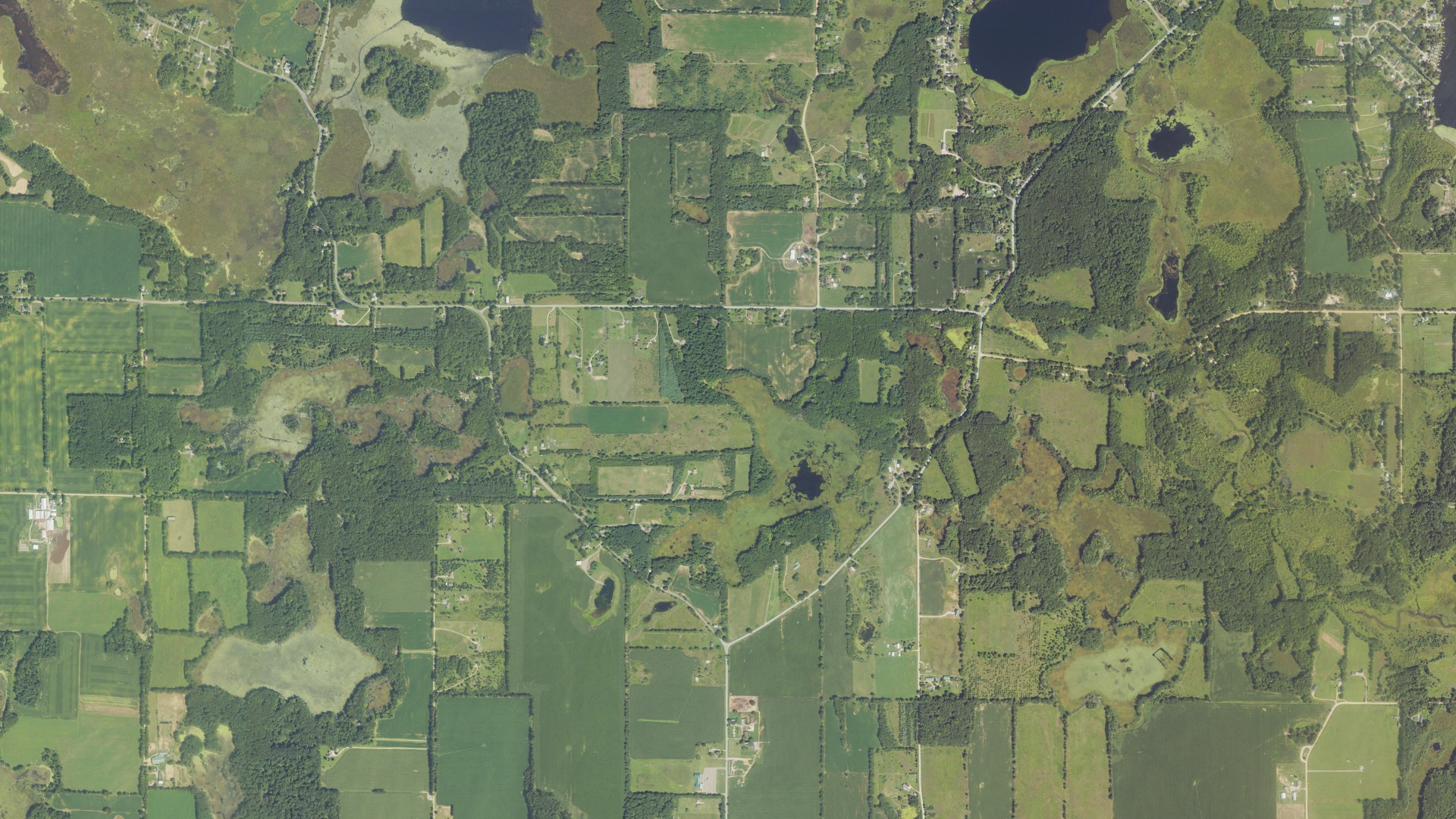Aerial view of land around Barry, Michigan