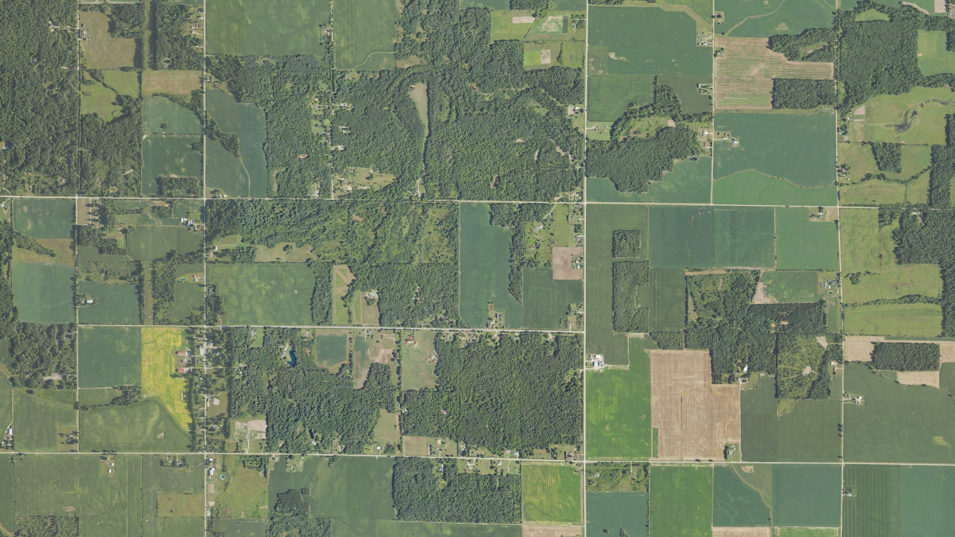 Aerial view of land around Gibson, Michigan