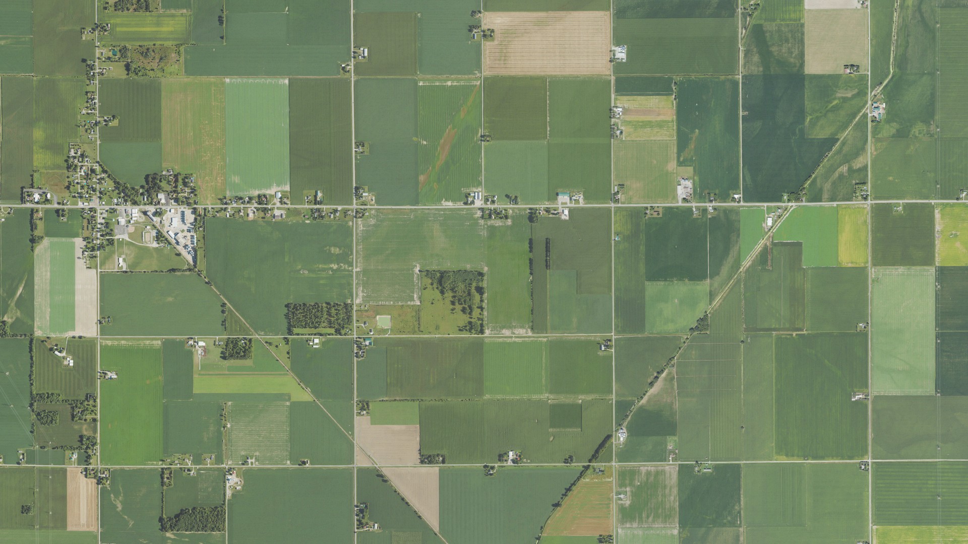 Aerial view of land around Merritt, Michigan