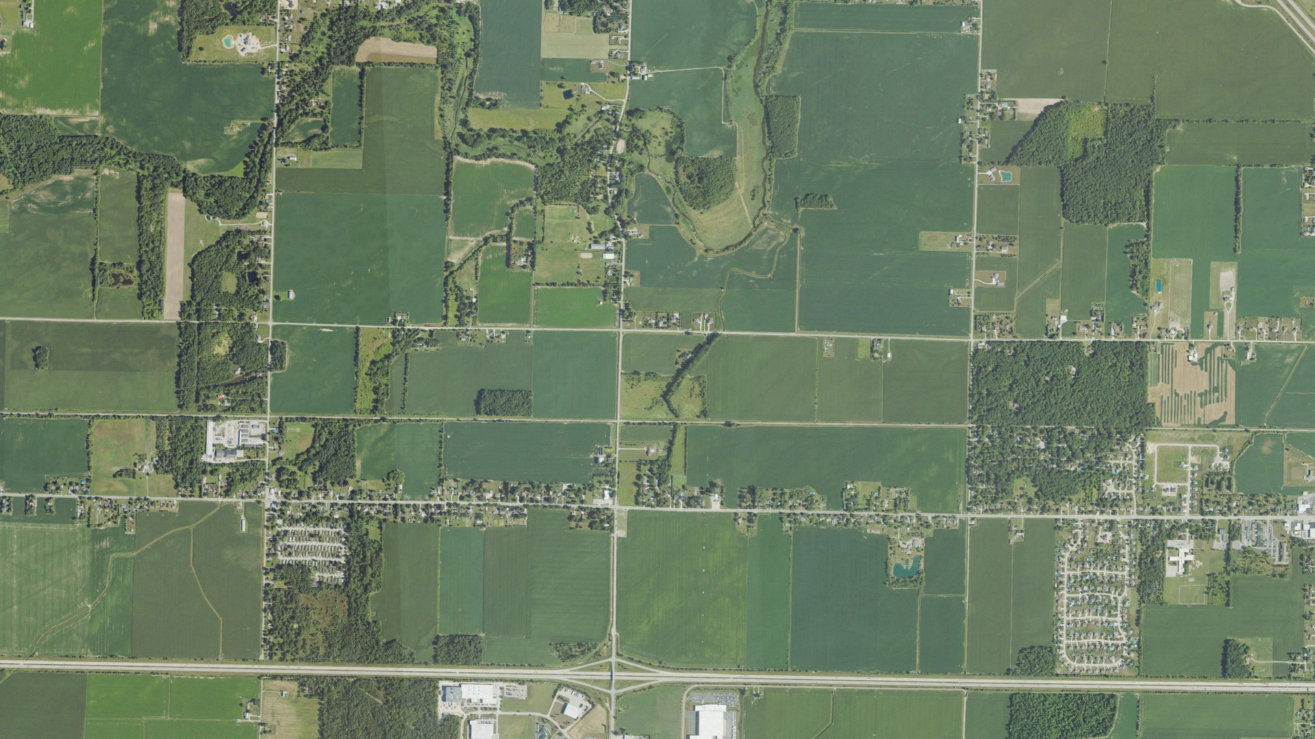 Aerial view of land around Monitor charter, Michigan