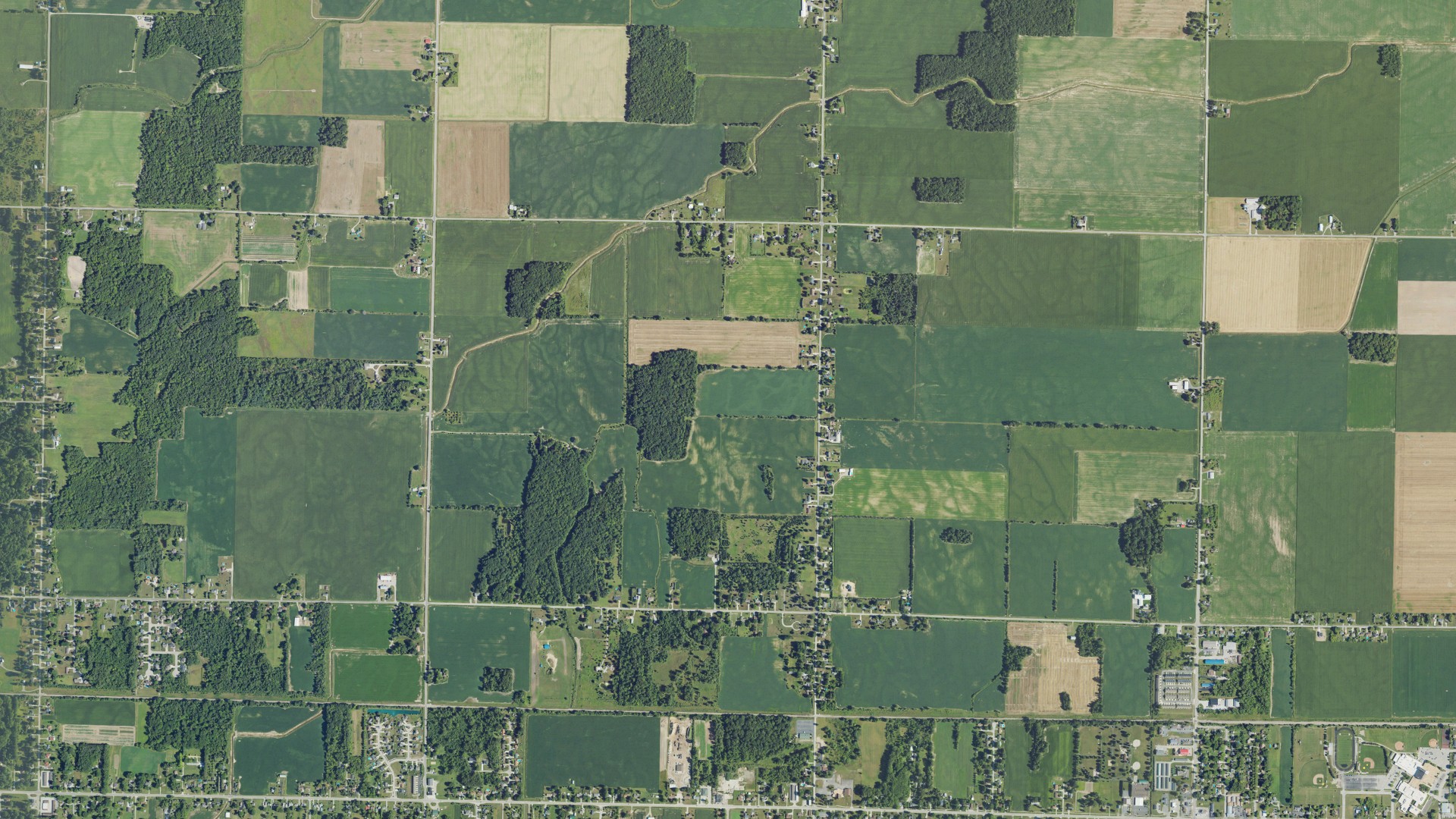 Aerial view of land around Williams charter, Michigan