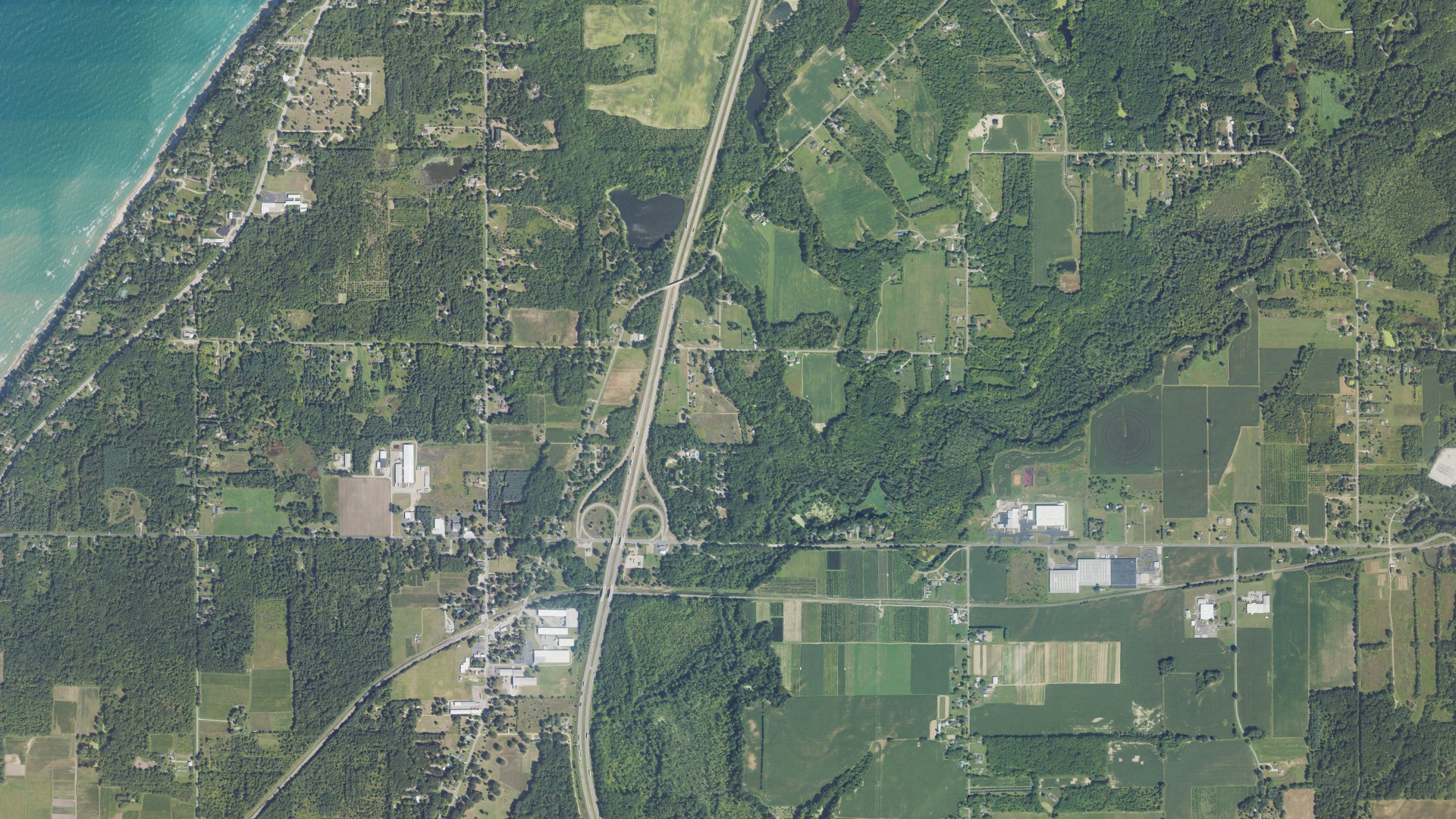 Natural-color aerial photograph of land around Hagar, Michigan