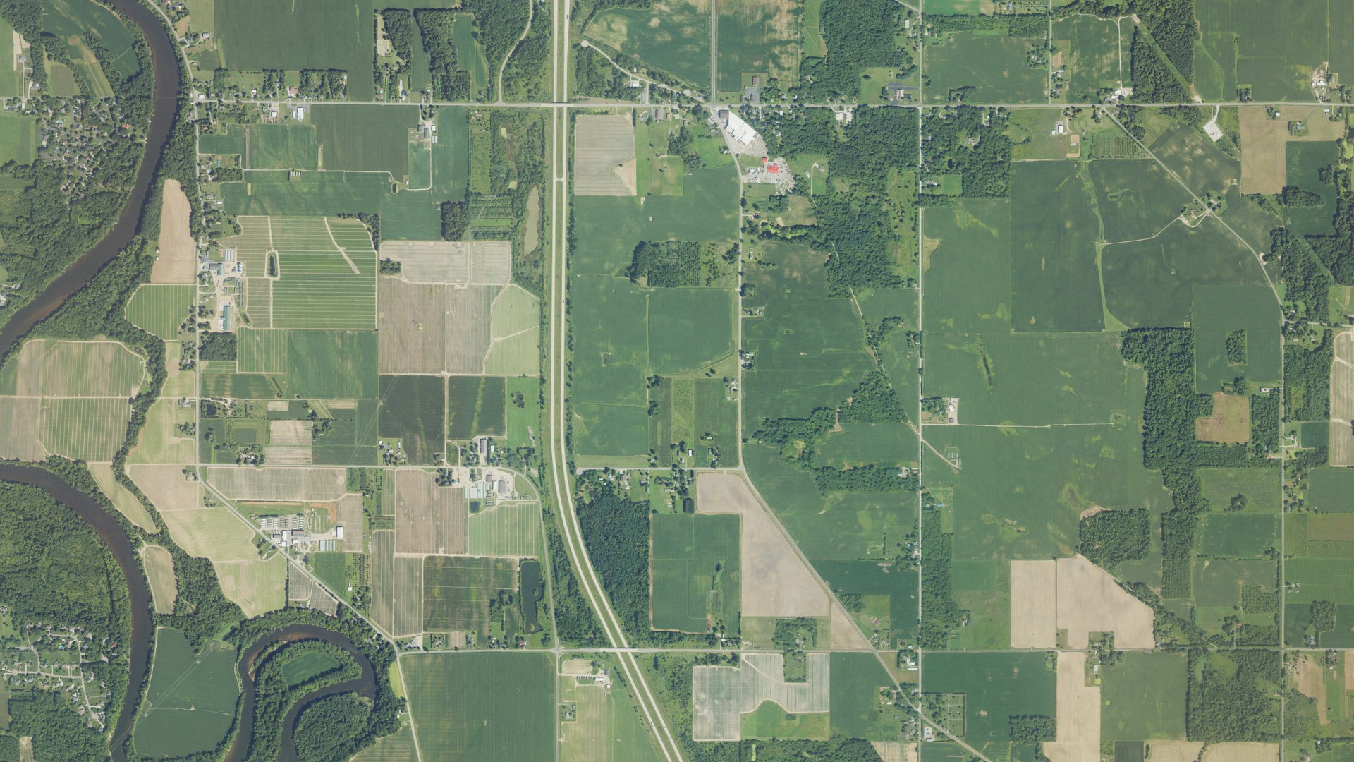 Aerial view of land around Sodus, Michigan