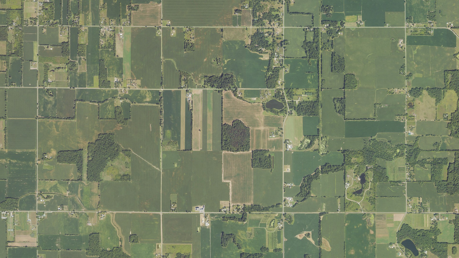 Aerial view of land around Weesaw, Michigan