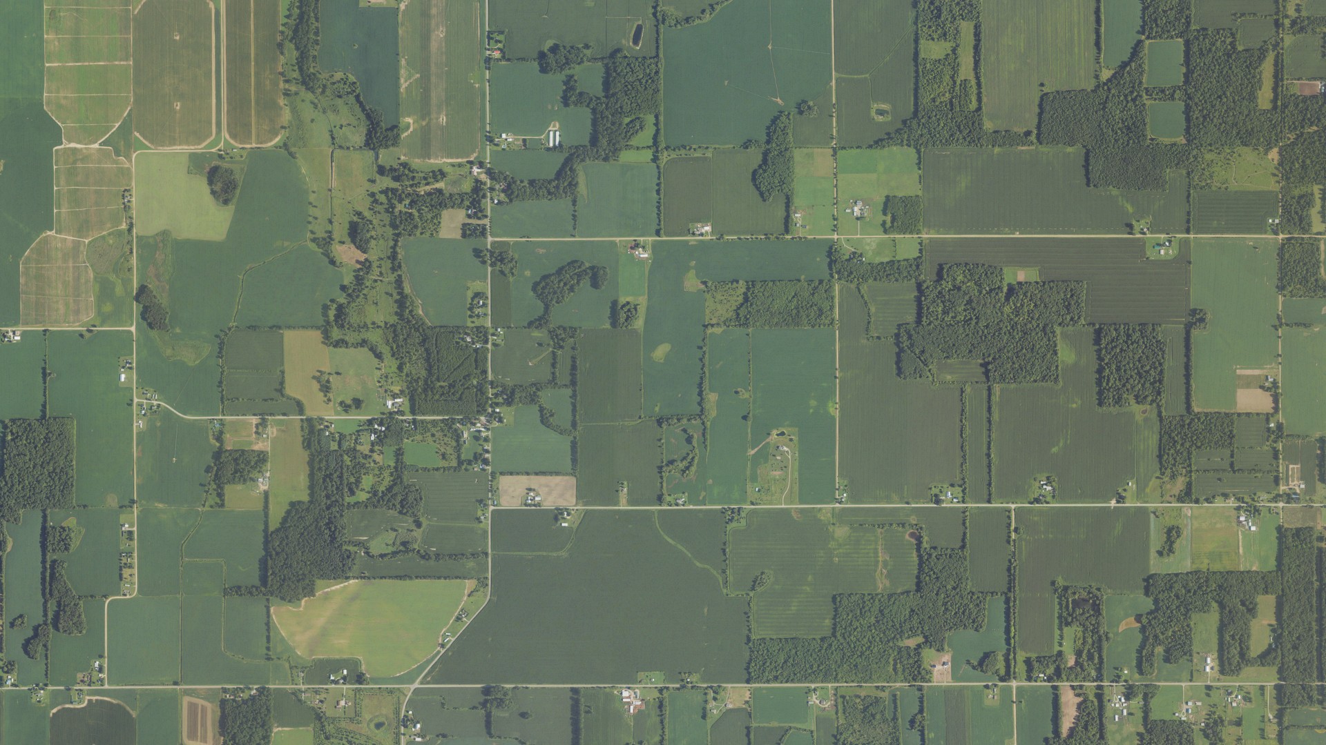 Aerial view of land around Bethel, Michigan