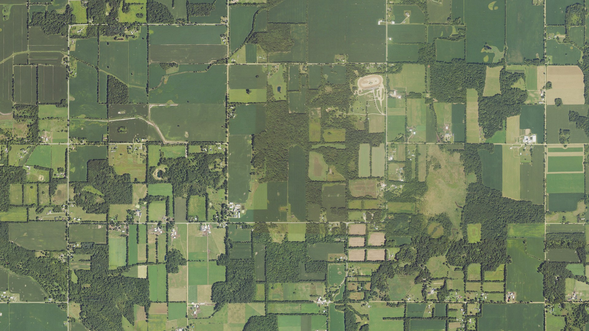 Natural-color aerial photograph of land around Butler, Michigan