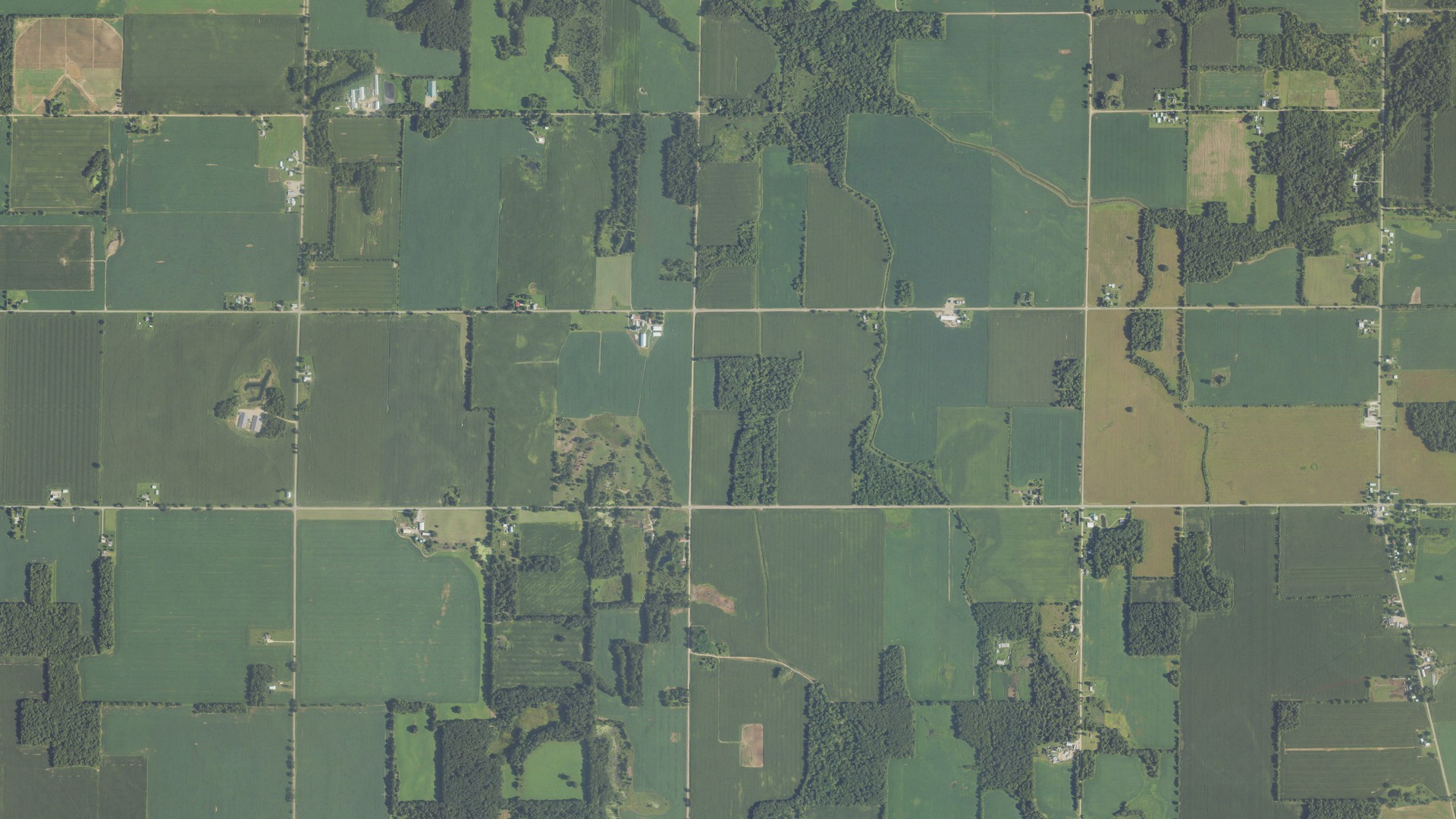 Aerial view of land around Gilead, Michigan