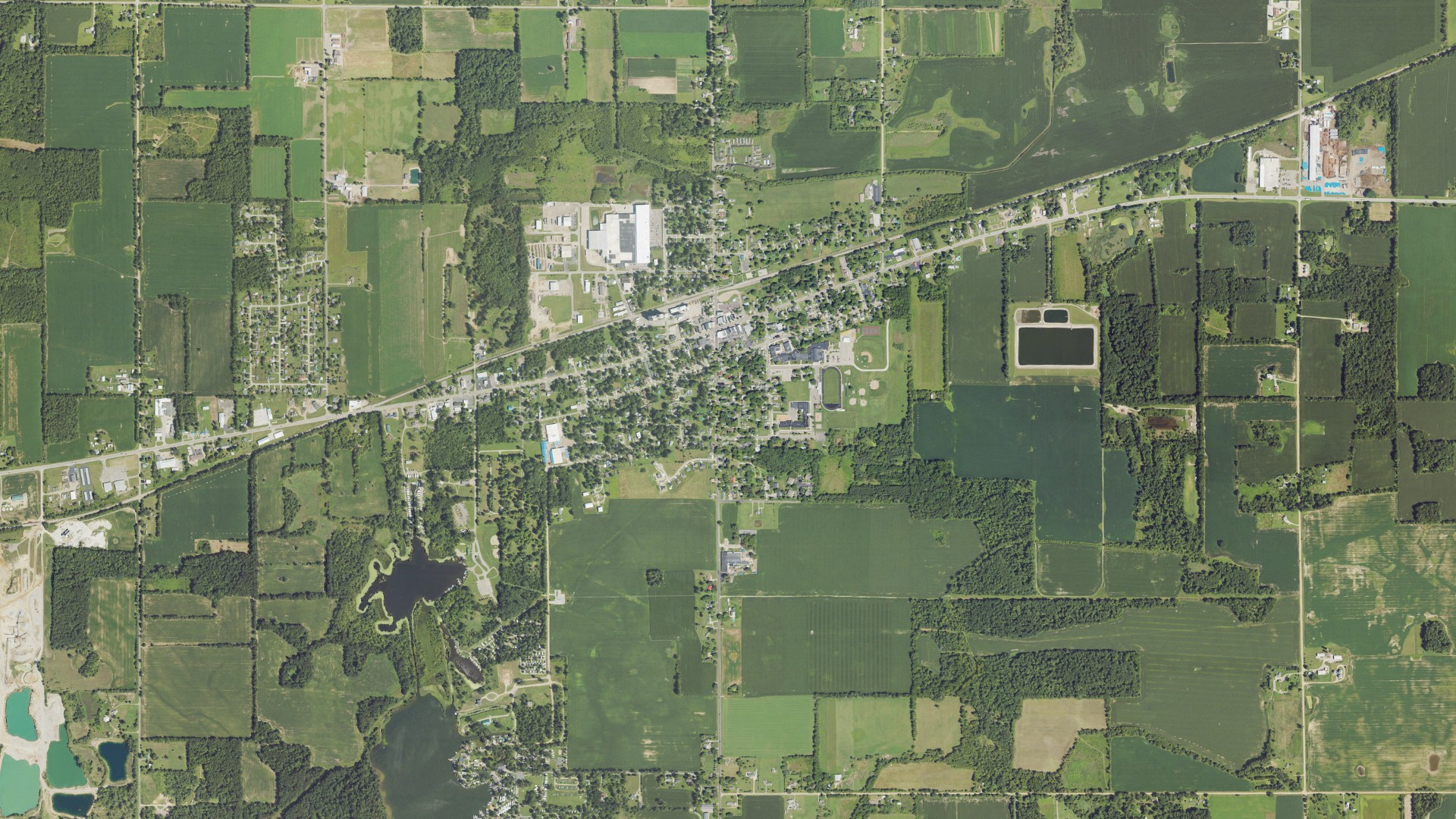 Aerial view of land around Quincy, Michigan