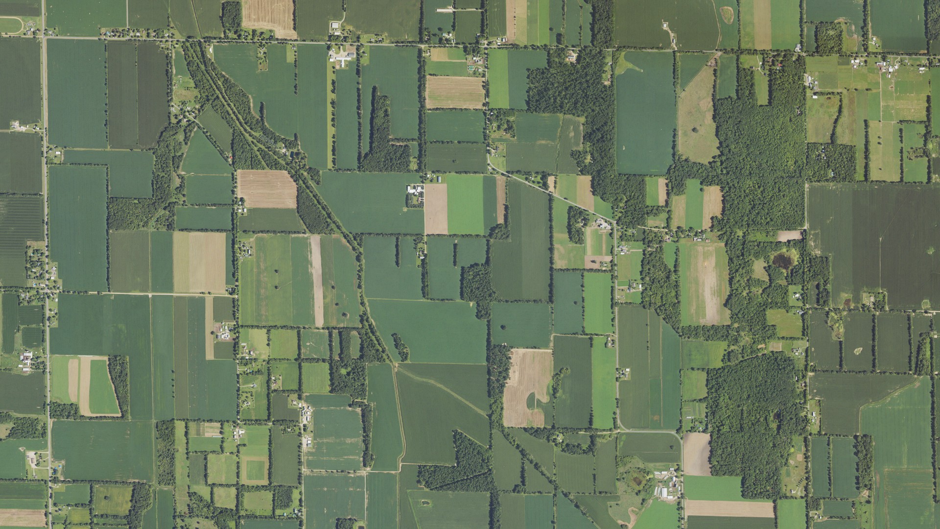 Aerial view of land around Homer, Michigan