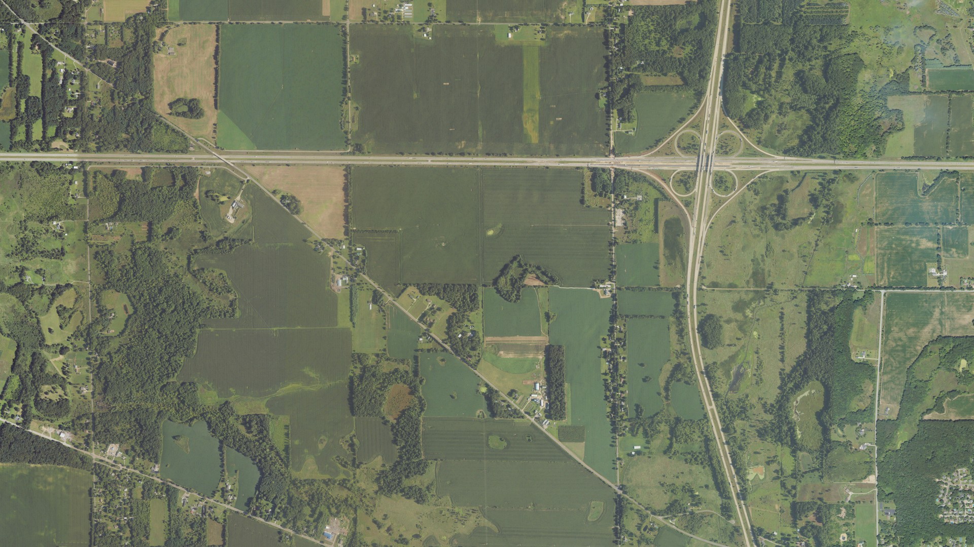 Aerial view of land around Marshall, Michigan