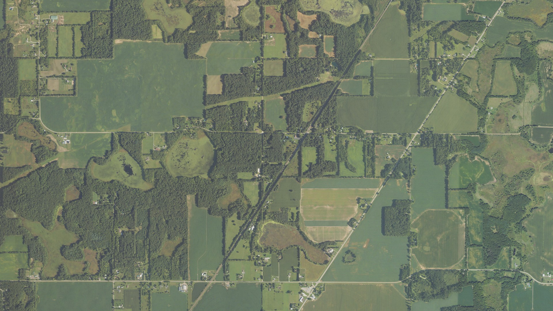 Aerial view of land around Jefferson, Michigan