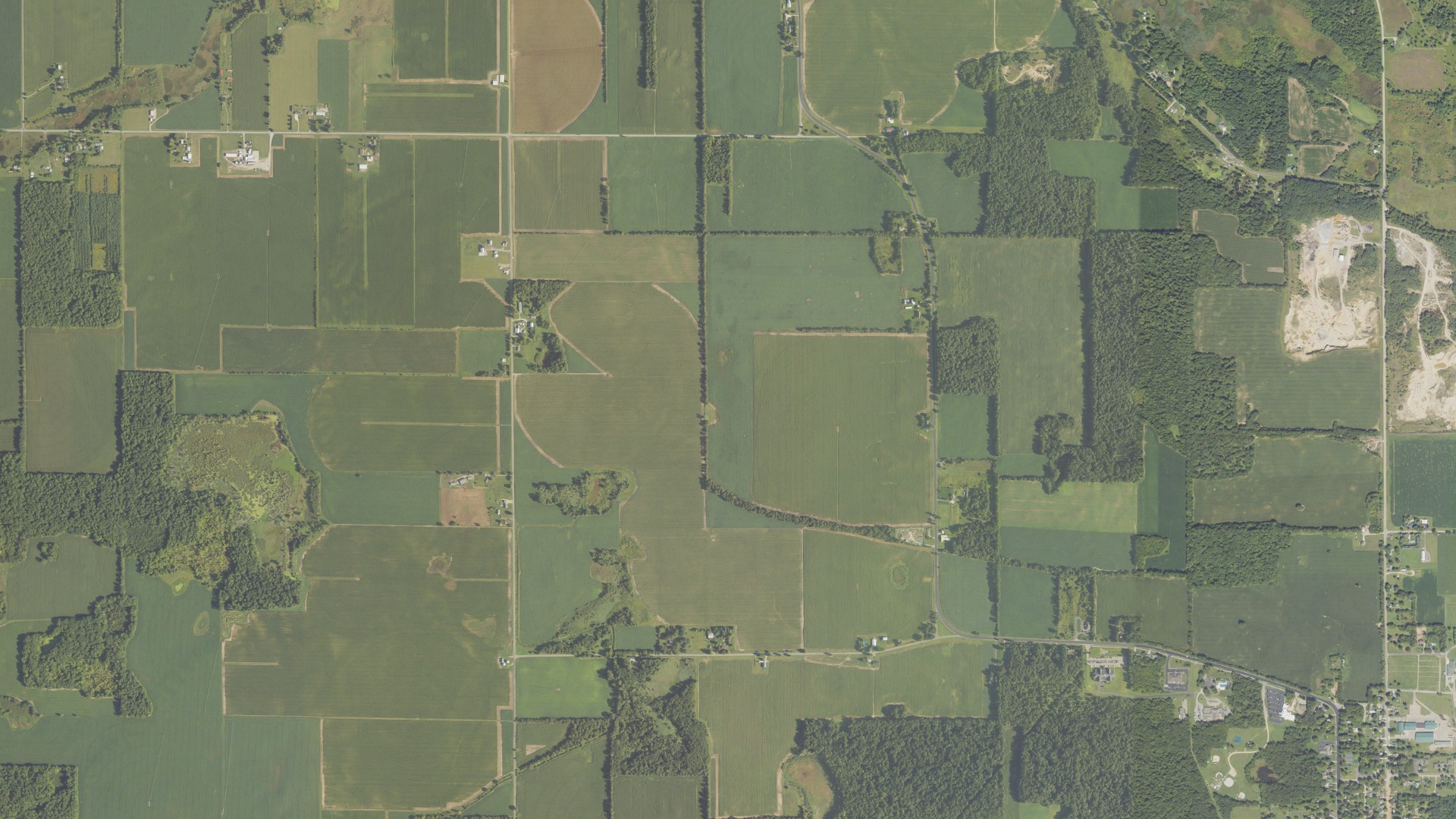 Aerial view of land around LaGrange, Michigan