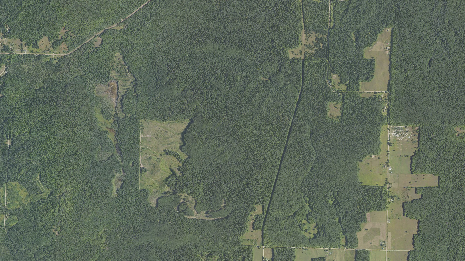 Aerial view of land around Chandler, Michigan