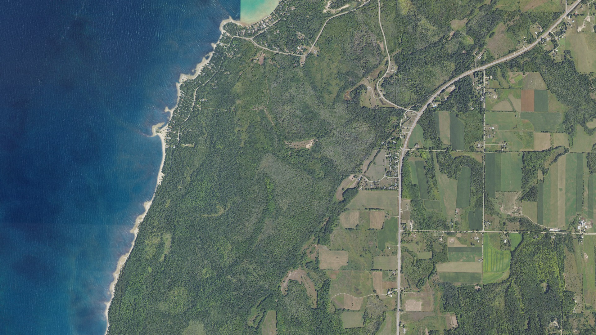 Aerial view of land around Norwood, Michigan