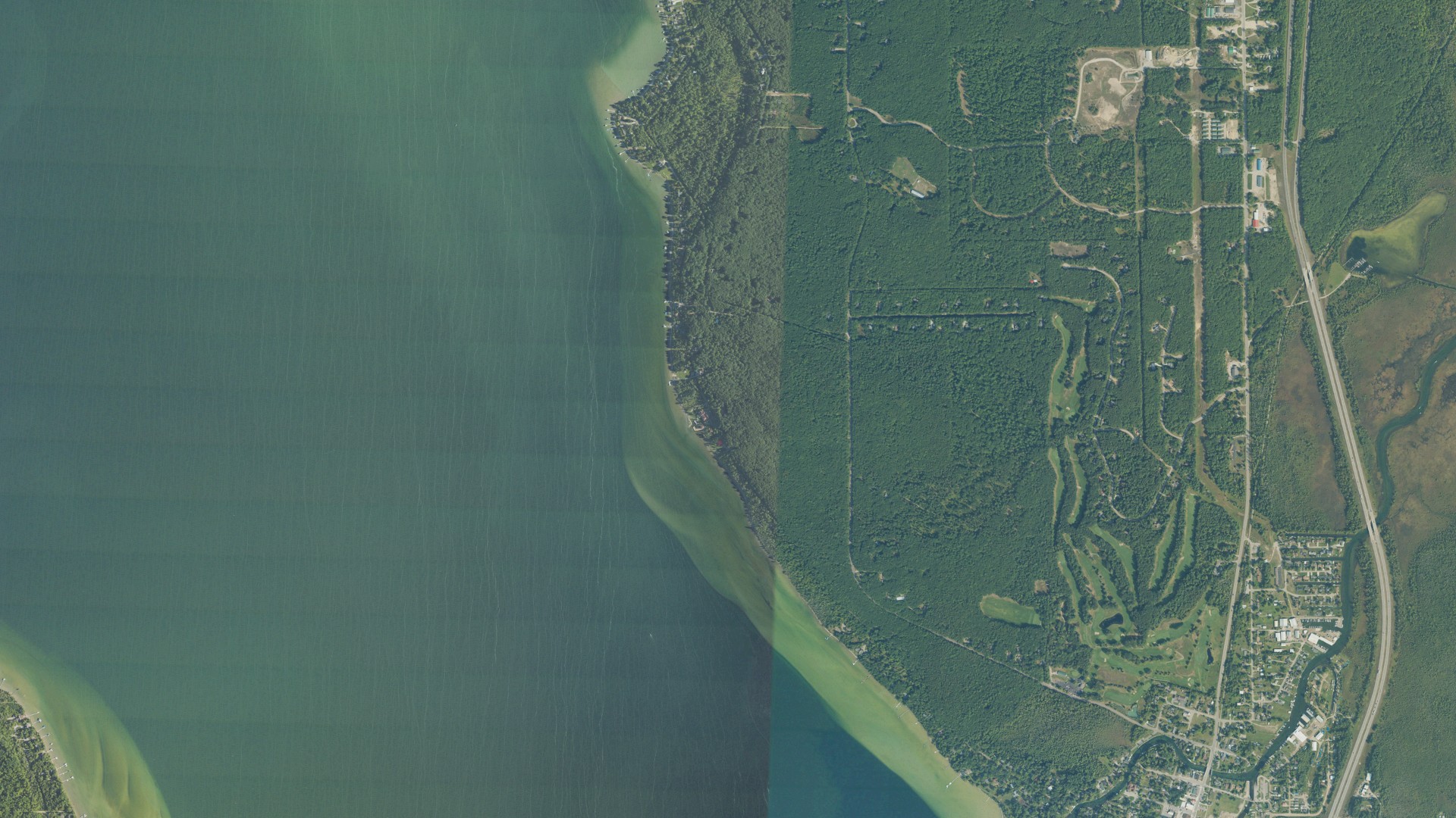 Aerial view of land around Tuscarora, Michigan