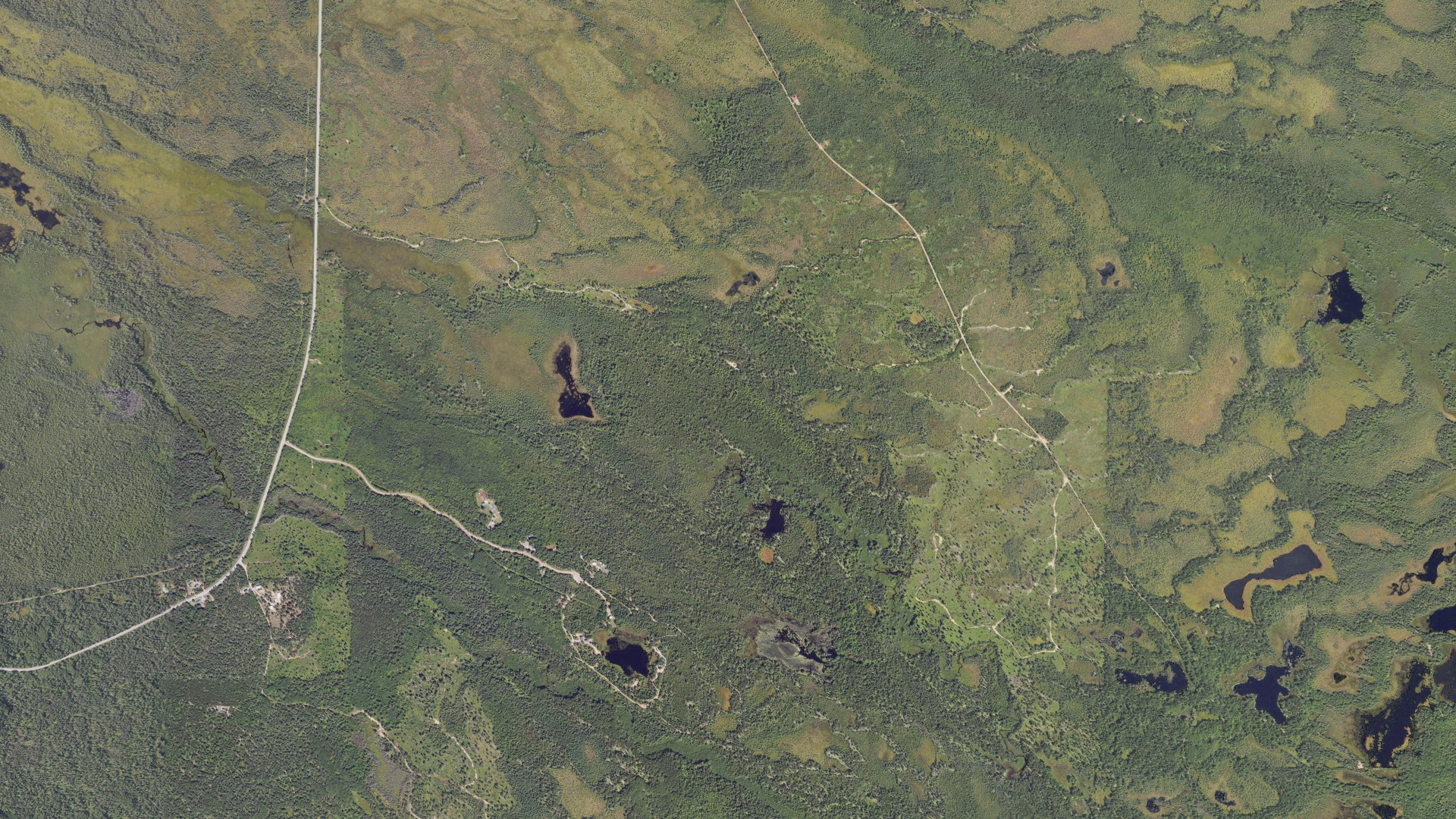 Aerial view of land around Whitefish, Michigan