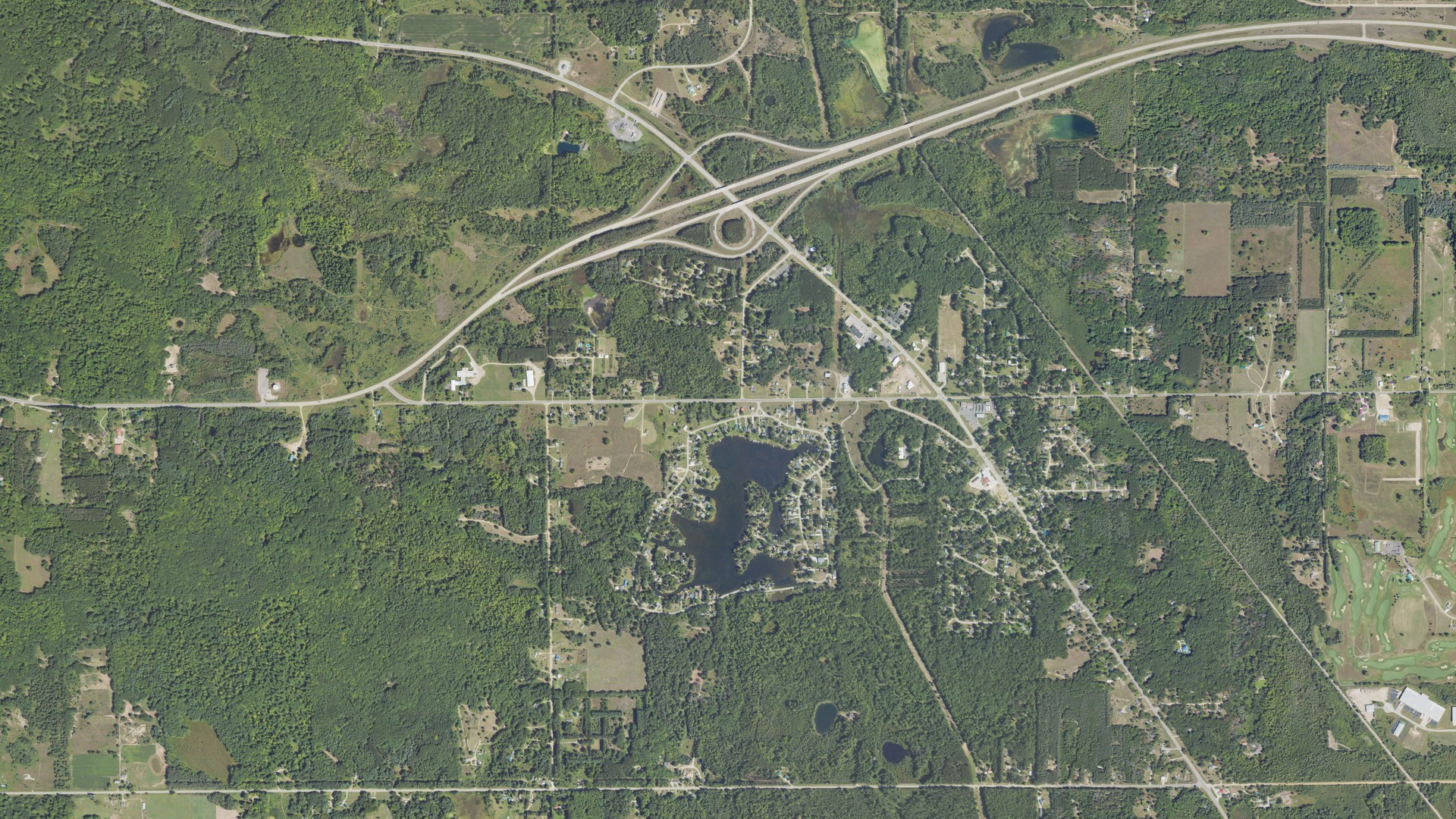 Aerial view of land around Surrey, Michigan