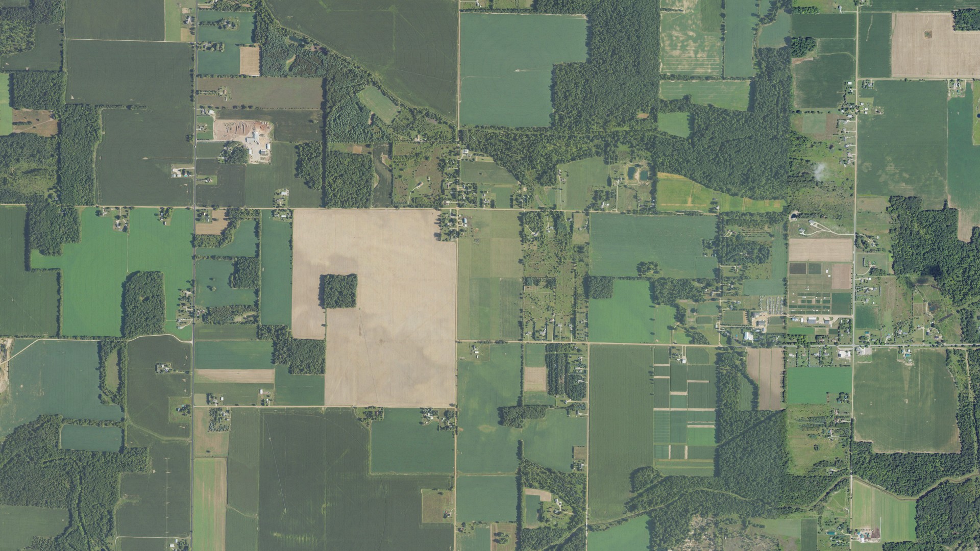 Aerial view of land around Essex, Michigan