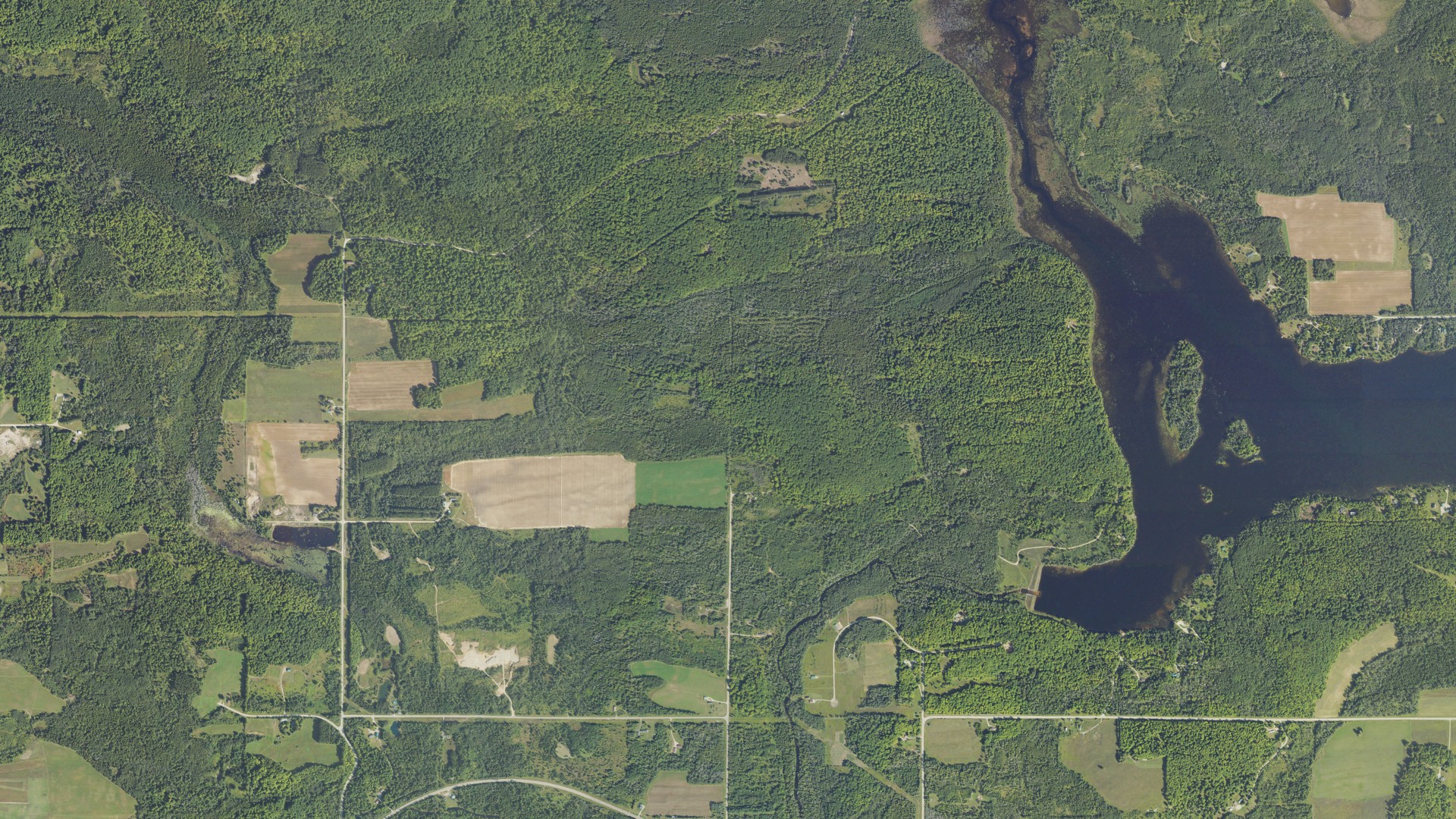 Aerial view of land around Breen, Michigan