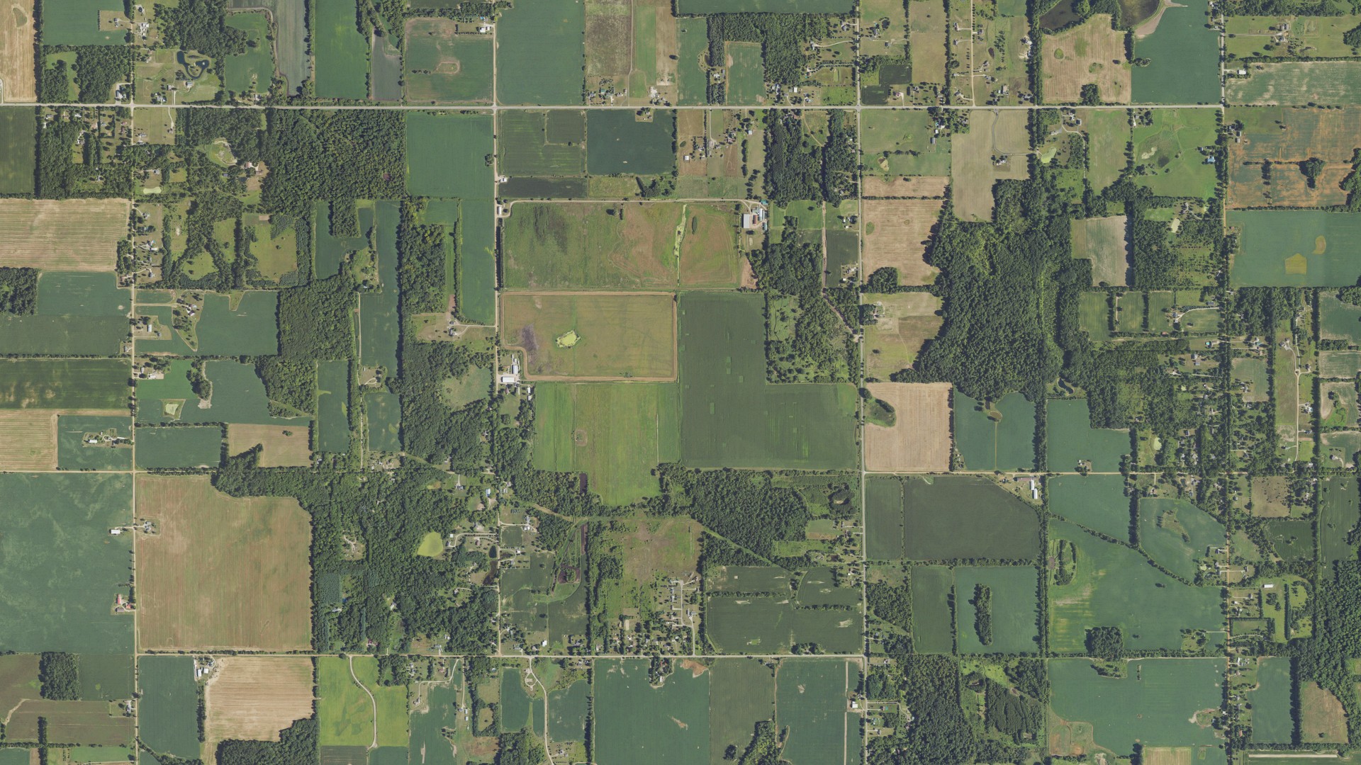 Aerial view of land around Eaton Rapids, Michigan