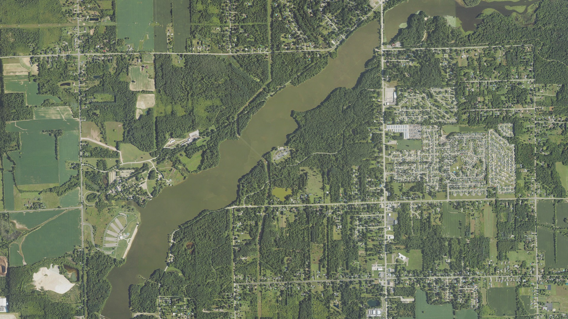 Natural-color aerial photograph of land around Genesee charter, Michigan