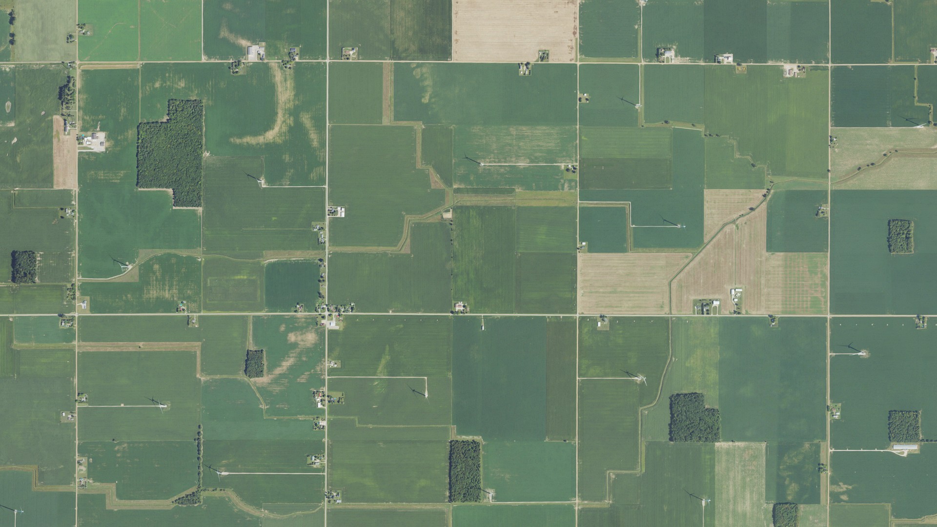 Aerial view of land around Emerson, Michigan