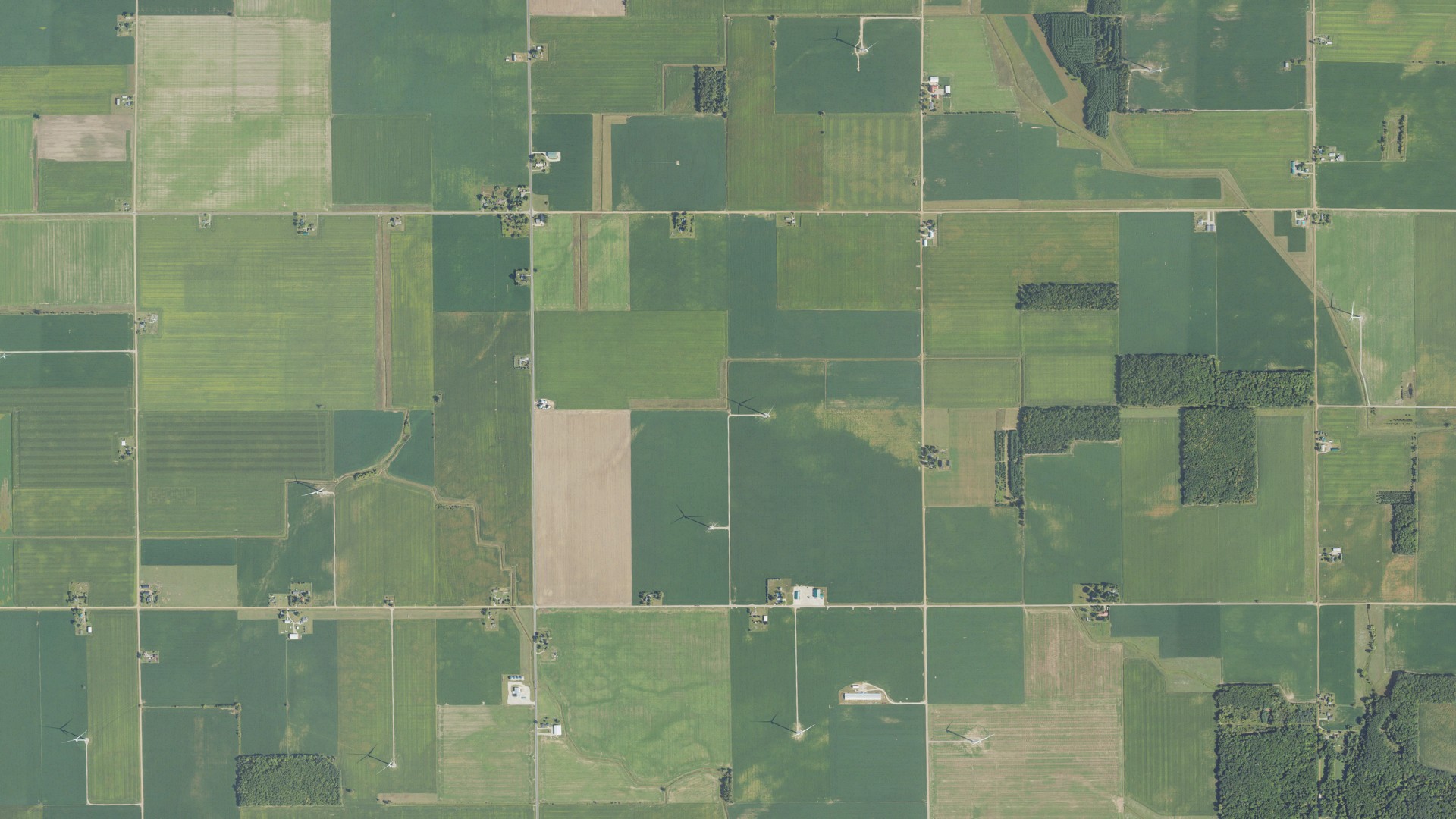 Aerial view of land around Lafayette, Michigan