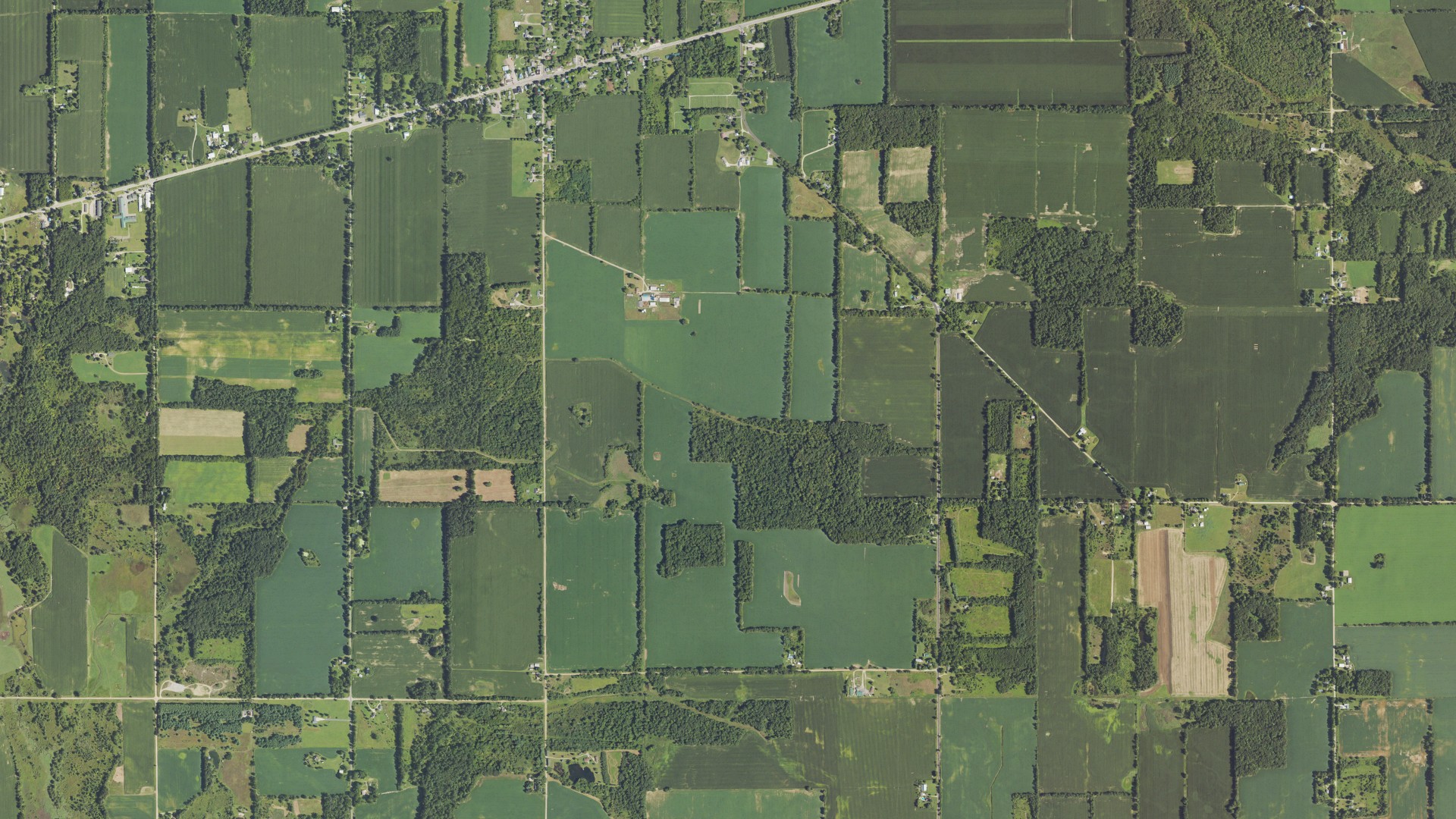Aerial view of land around Allen, Michigan